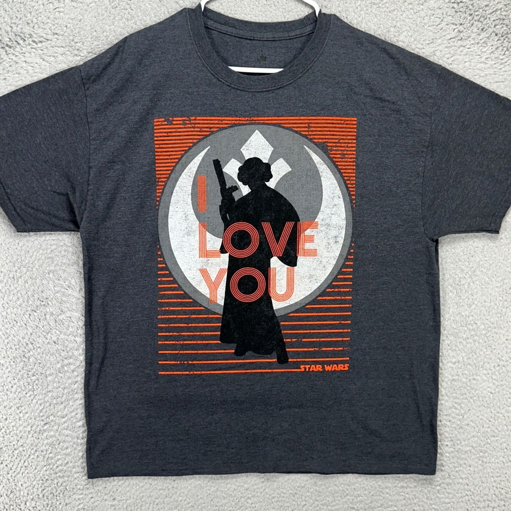 Star Wars Disney Parks Hanes Mens Star Wars Leia Graphic T-Shirt XL Gray Short Sleeve Tee Size US XL / EU 56 / 4 - 3 Thumbnail