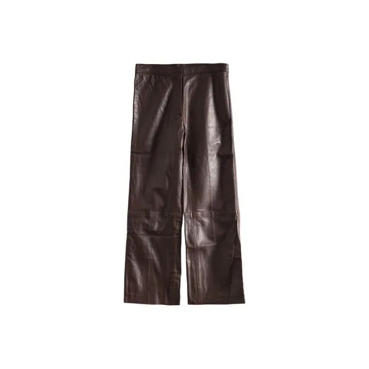 Sandro Sandro Stylish Commuter Brown Leather Pants 0079 Size 36" / US 14 / IT 50 - 1 Thumbnail