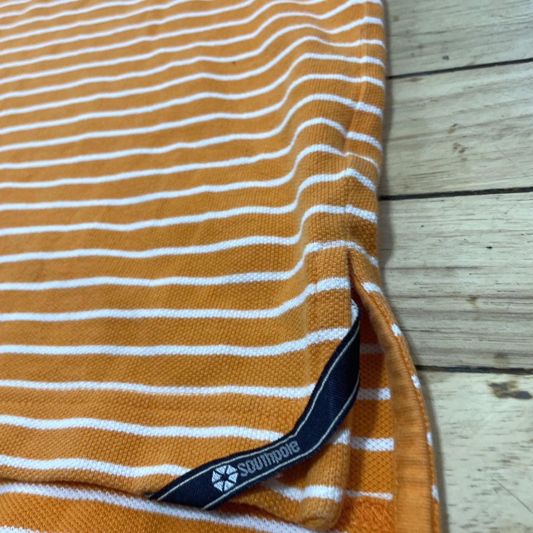 Southpole SOUTHPOLE Polo Shirt Men's 2XL Orange Stripe Stretch Knit Y2K Streetwear Short Sleeve Collared Polo Shirt Size US XXL / EU 58 / 5 - 6 Thumbnail