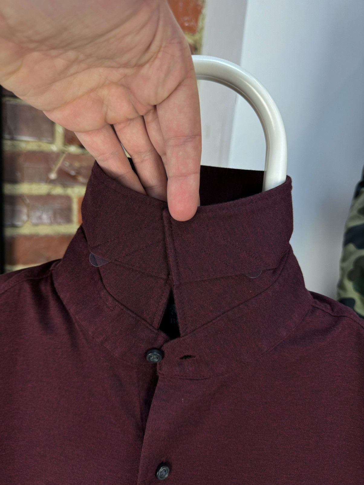 Boggi × Designer BOGGI Milano Burgundy Casual Slim Fit Long Sleeve Shirt Size US M / EU 48-50 / 2 - 5 Thumbnail
