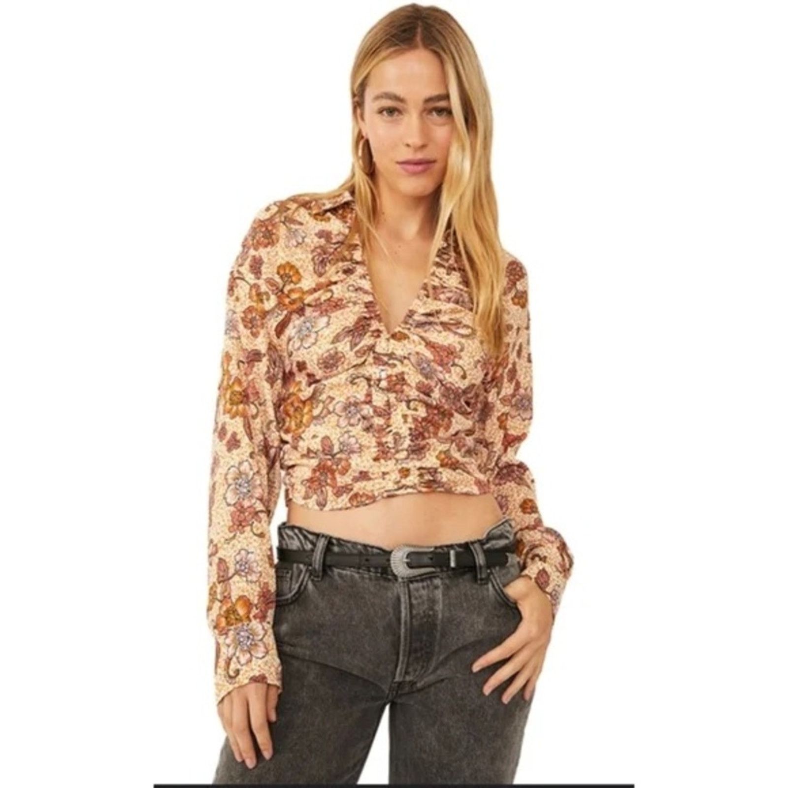 Free People Free People I Got You Long Sleeve Floral Crop Top Womens XS Size XS / US 0-2 / IT 36-38 - 1 Thumbnail