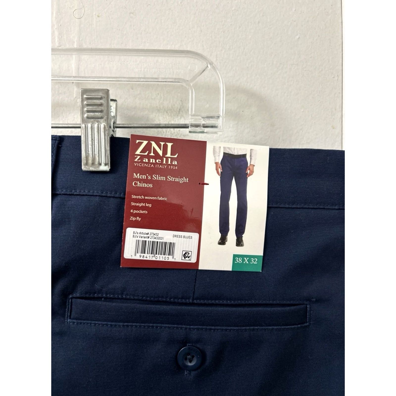 Zanella ZNL Zanella Chinos Pants Mens 38x32 Navy Blue Slim Straight Trousers NWT Size US 38 / EU 54 - 5 Thumbnail