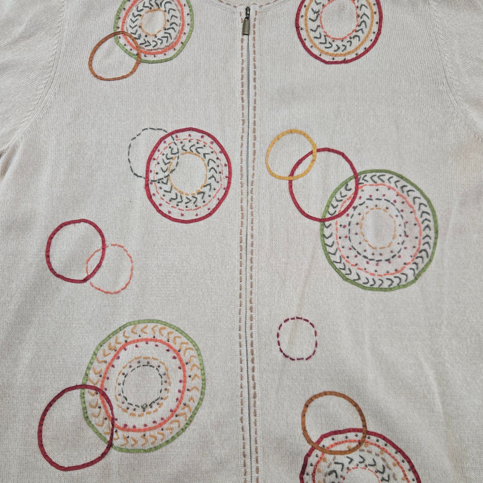 Vintage Y2K Embroidered Zip Cardigan Knit Sweater Size Medium Size M / US 6-8 / IT 42-44 - 5 Thumbnail