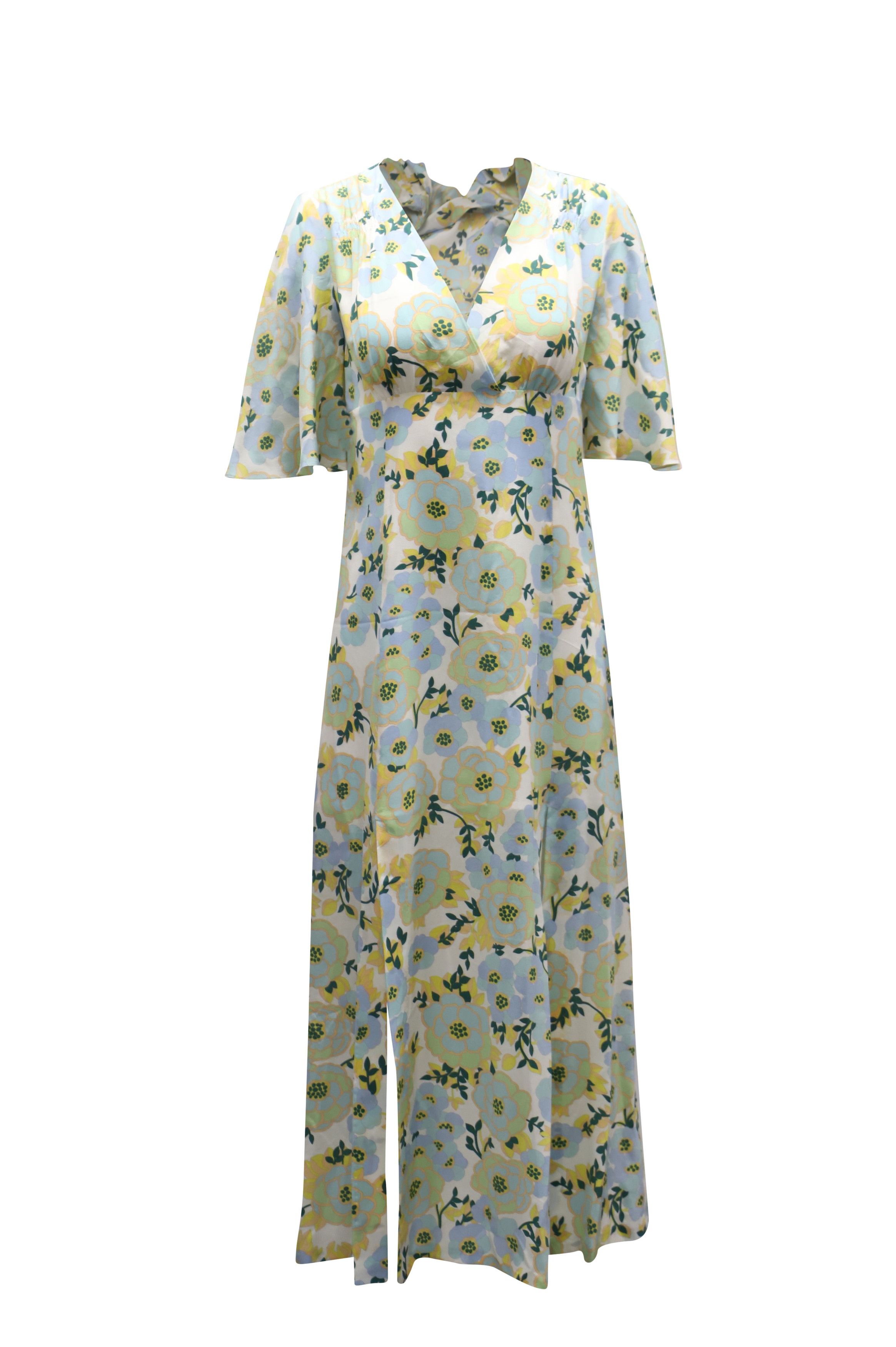 Sandro Sandro Paris Bell Sleeve V-neck Floral Midi Dress in Light B Size S / US 4 / IT 40 - 1 Thumbnail