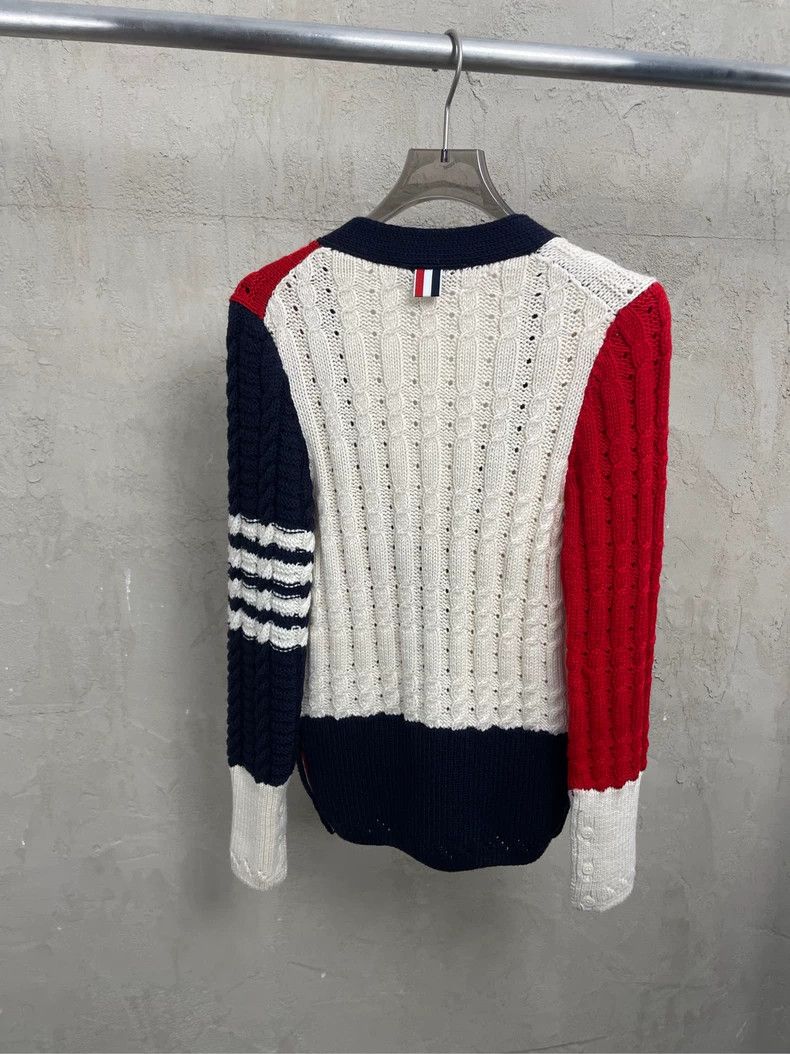 Thom Browne Thom Browne American red and Tibetan blue blended wool swe Size XS / US 0-2 / IT 36-38 - 2 Thumbnail