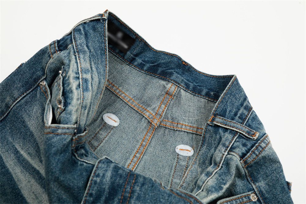Jean Men's street style punk distressed washed straight jeans Size US 32 / EU 48 - 4 Thumbnail