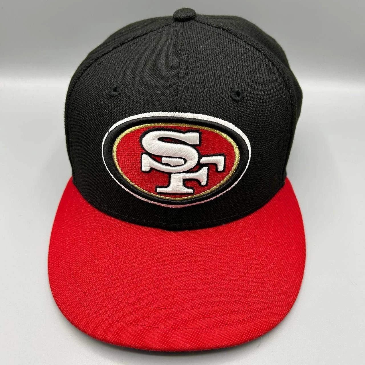New Era San Francisco 49ers Hat Men 7 1/4 Black Red NFL Fitted Cap Size ONE SIZE - 1 Thumbnail