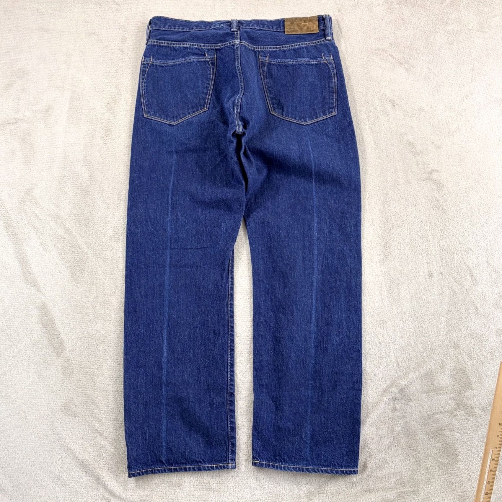 Todd Snyder Todd Snyder Jeans in Blue Wash Mens 34x29 12.5oz Selvedge Denim Classic Fit Straight 5-Pocket Denim Jeans USA Theme Button Closure Regular Waist Size US 34 / EU 50 - 7 Thumbnail
