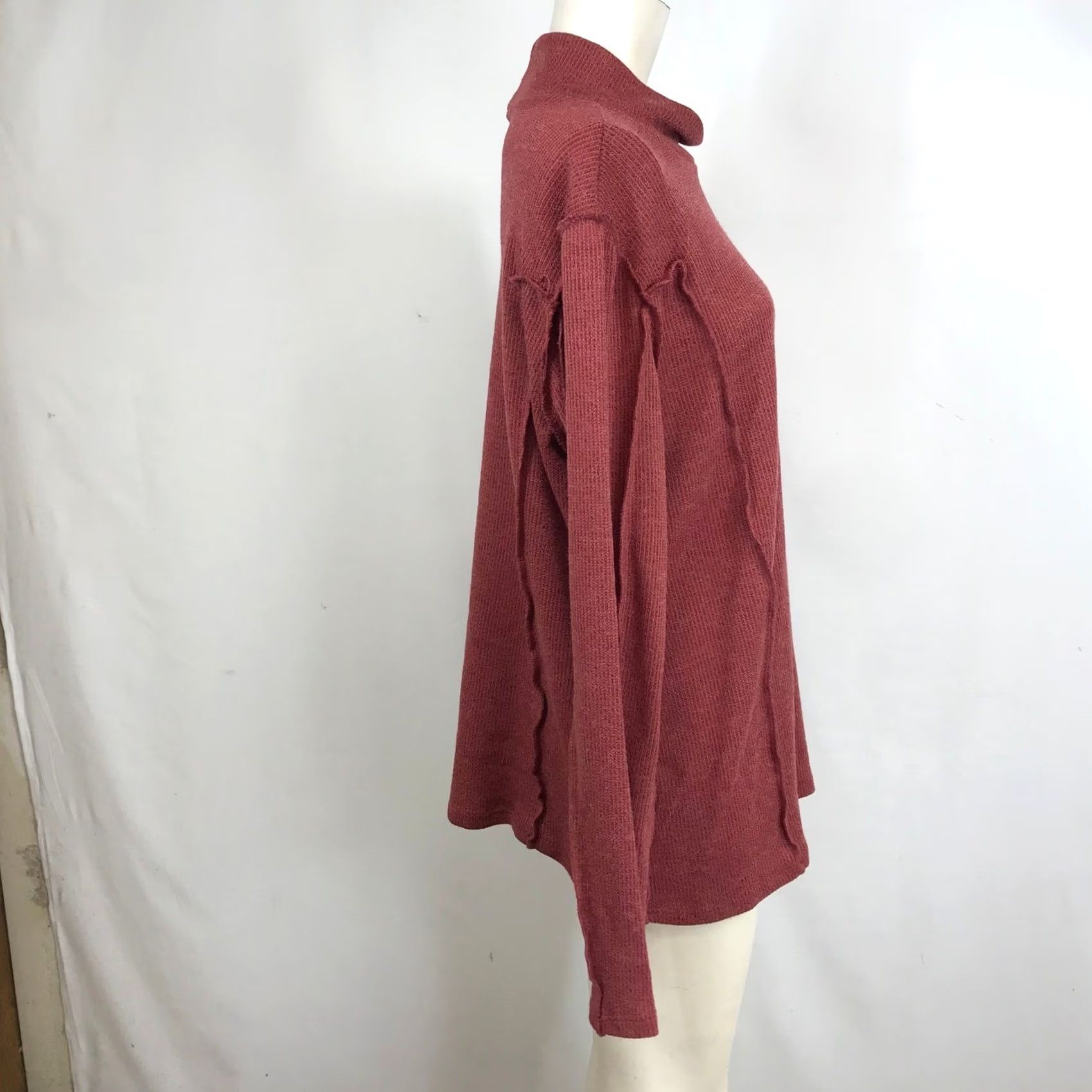 Vintage Output: Like Love Rust Red Ribbed Mock Neck Long Sleeve Tunic Top Plus Size 3X Size XXL / US 16-18 / IT 52-54 - 4 Thumbnail