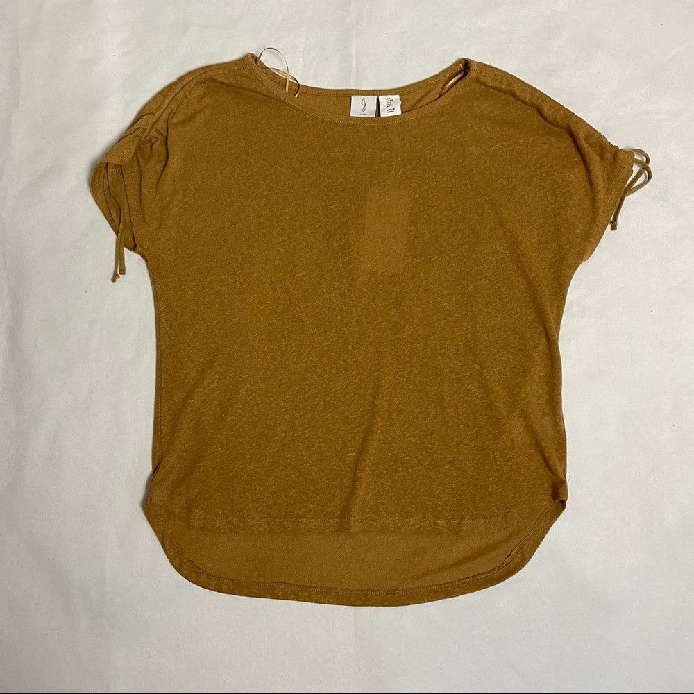 Joie NWT New Joie Linen Blend Mustard Short Sleeve With Tie Deta Size S / US 4 / IT 40 - 5 Thumbnail