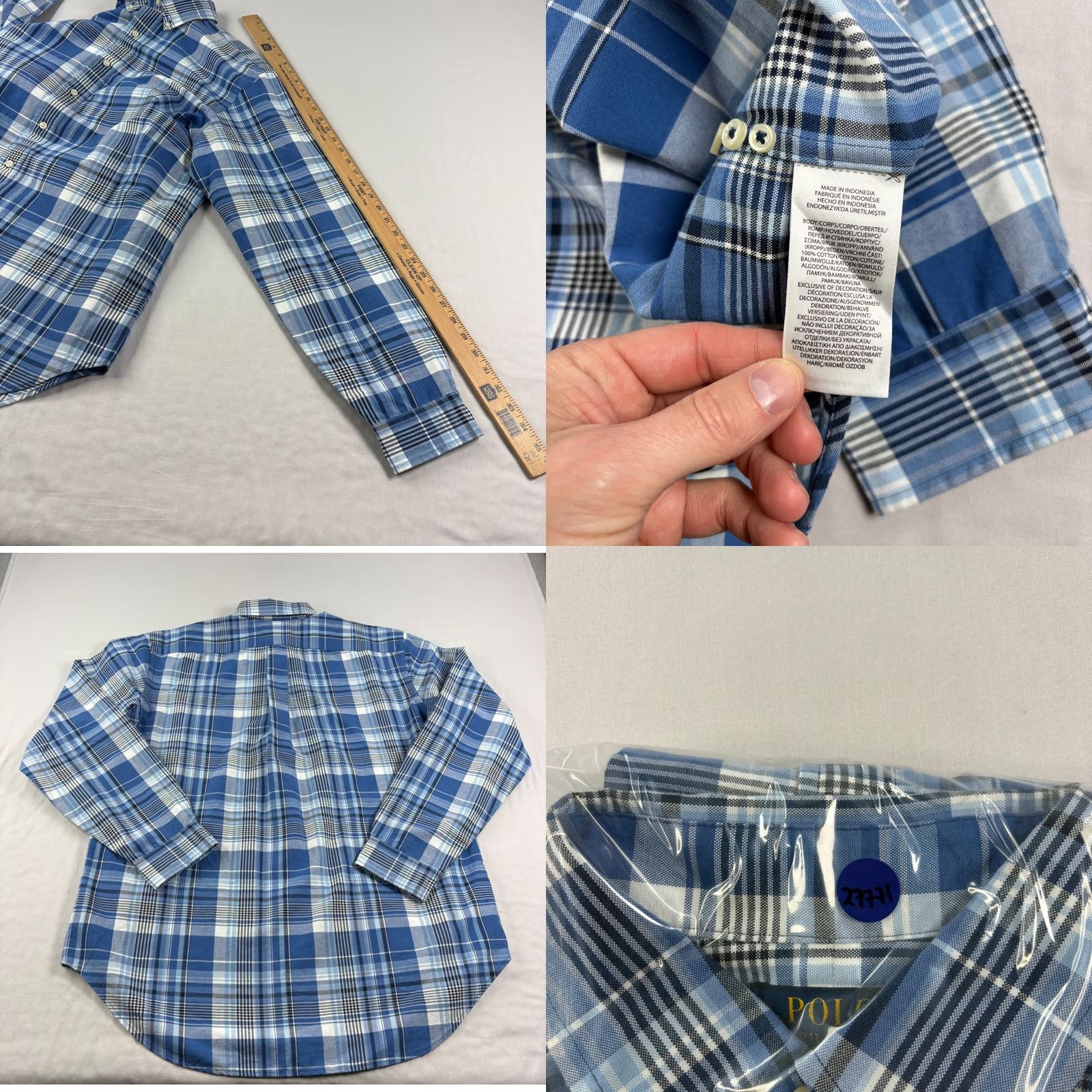 Polo Ralph Lauren Polo Ralph Lauren Shirt Mens LT Large Tall Blue Plaid Classic Fit Flesh Pony Size US L / EU 52-54 / 3 - 8 Thumbnail