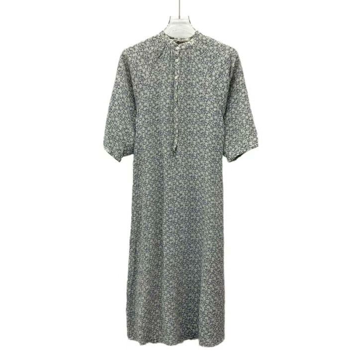 Celine Celine Blue Floral Silk Short-Sleeve Dress Size XXS / US 00 / IT 34 - 1 Thumbnail