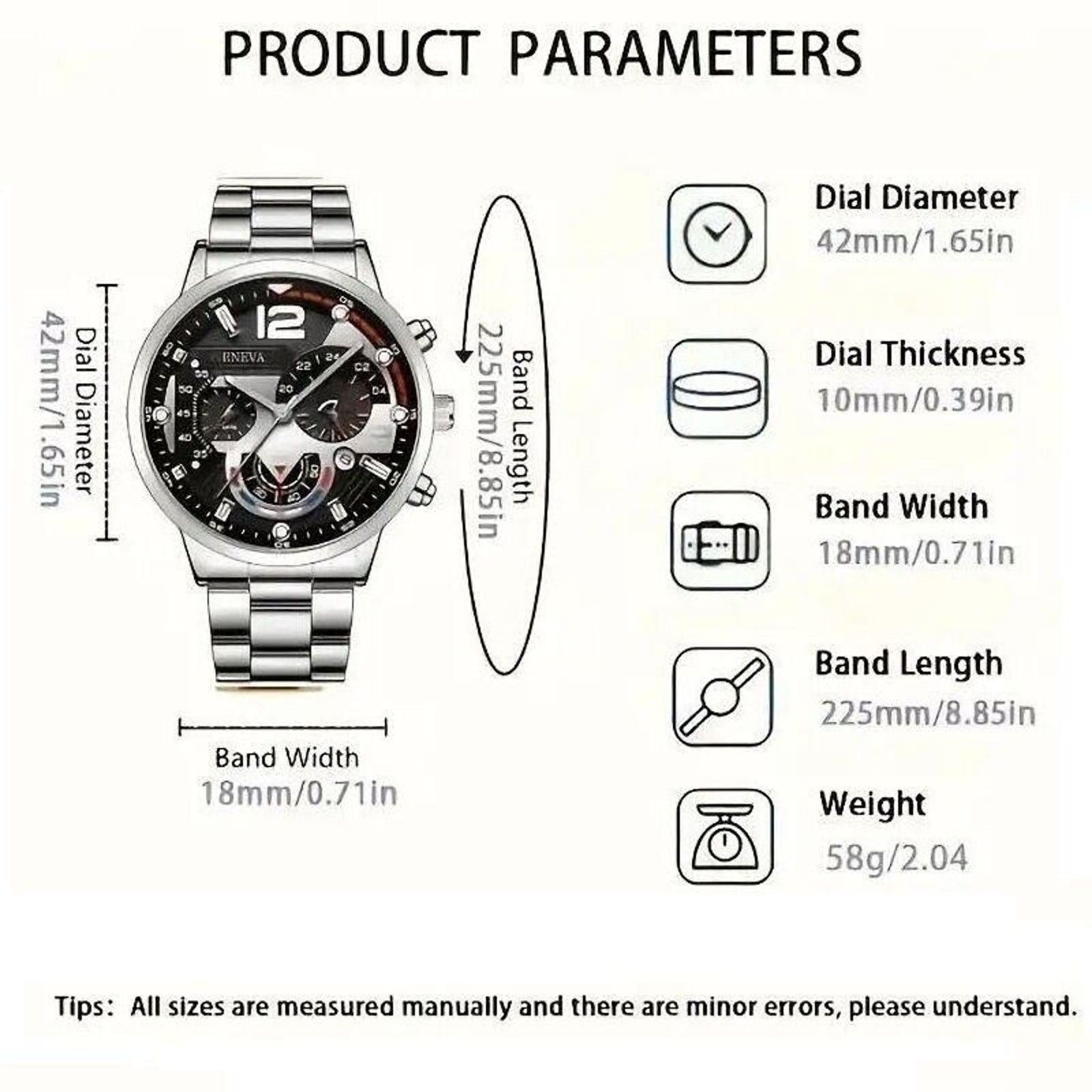 Other Men's Wrist Watch & Chain Bracelet Set • Chronograph Style Size ONE SIZE - 5 Thumbnail