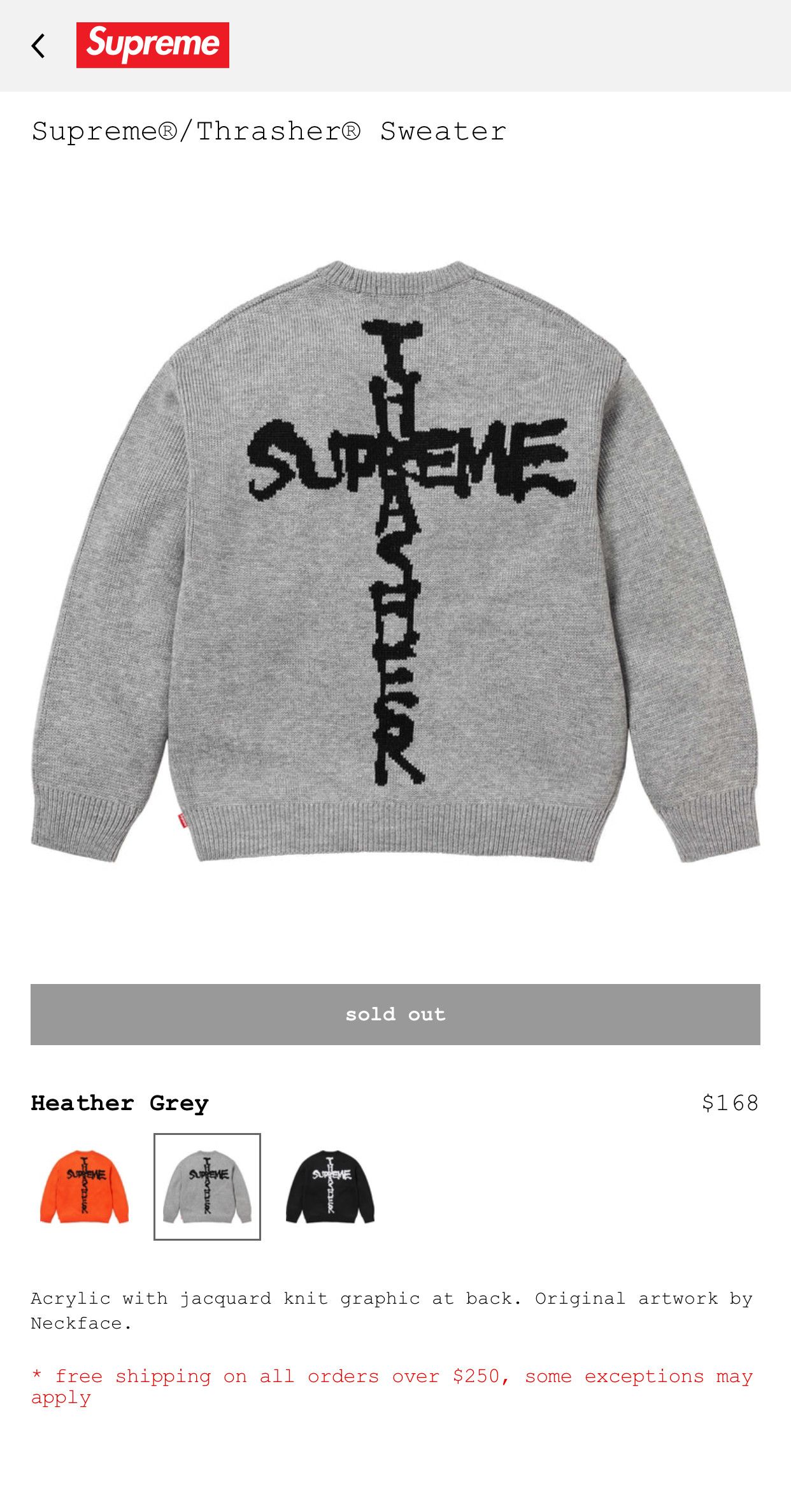Supreme Supreme Thrasher Sweater Medium In Hand Size US M / EU 48-50 / 2 - 8 Thumbnail