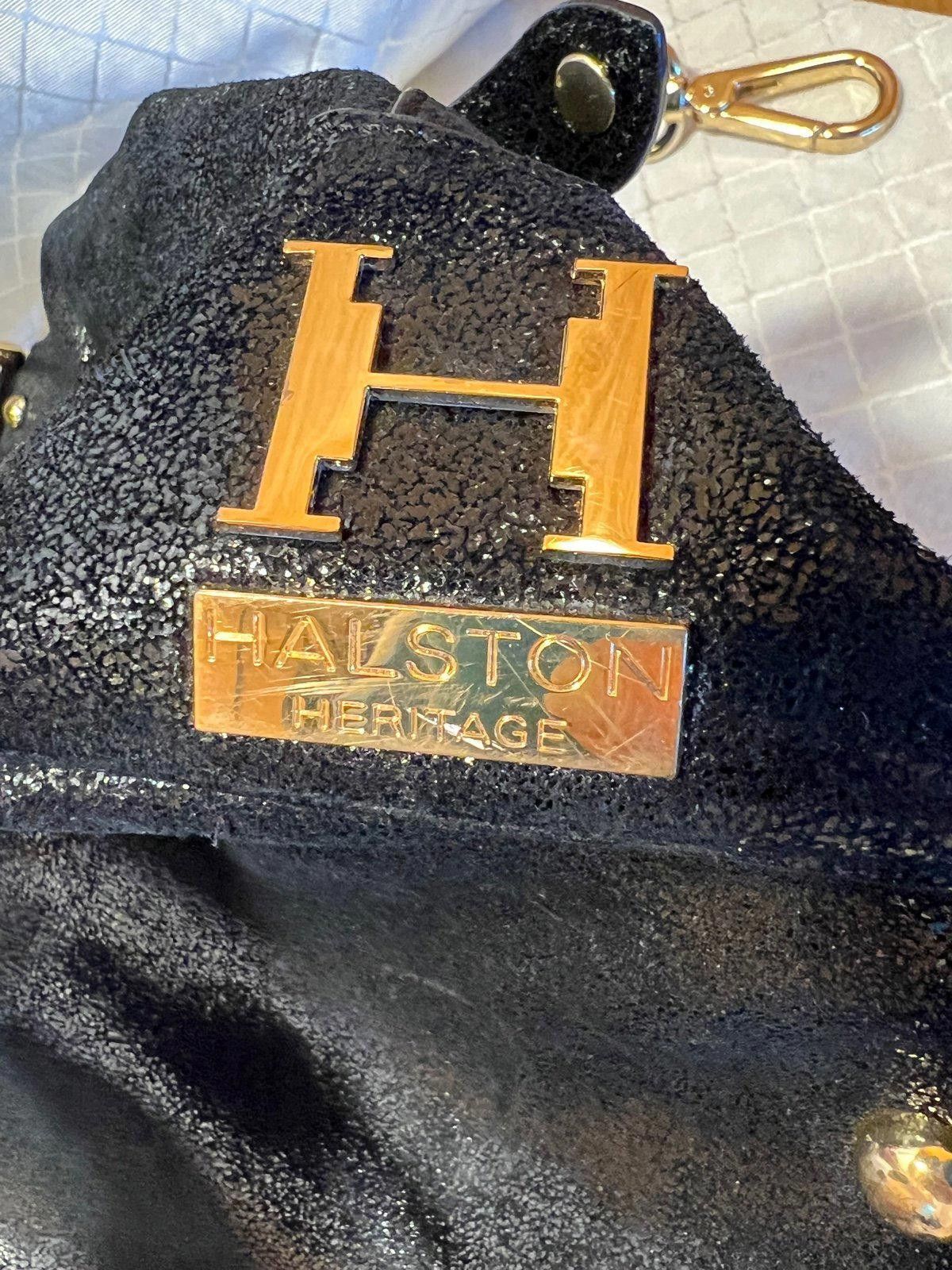 Other Halston Heritage Leather Boho Bag Black Purse/Gold Hardware Size ONE SIZE - 7 Thumbnail