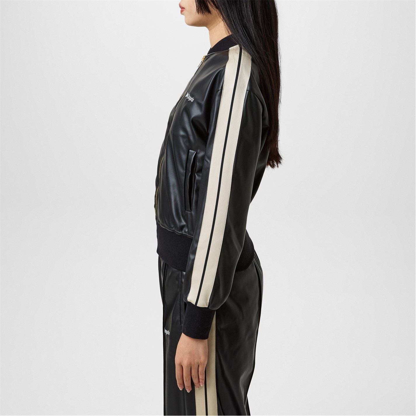 Palm Angels o1g2r1mq0325 Track Bomber Jacket in Black & White Size M / US 6-8 / IT 42-44 - 4 Thumbnail