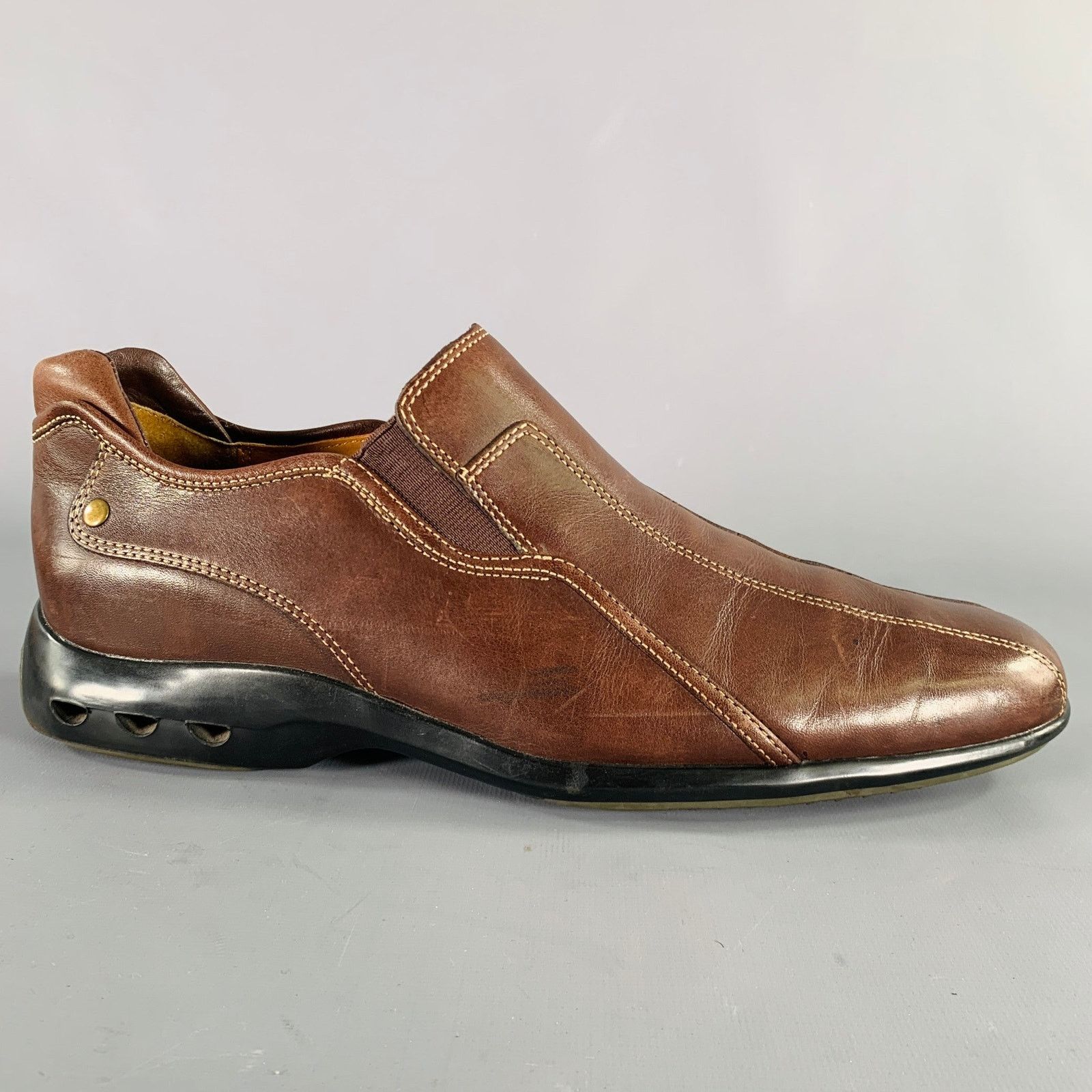 Cole Haan COLE HAAN 9.5 Brown Contrast Stitch Leather Slip On Loafers Size US 9.5 / EU 42-43 - 2 Thumbnail
