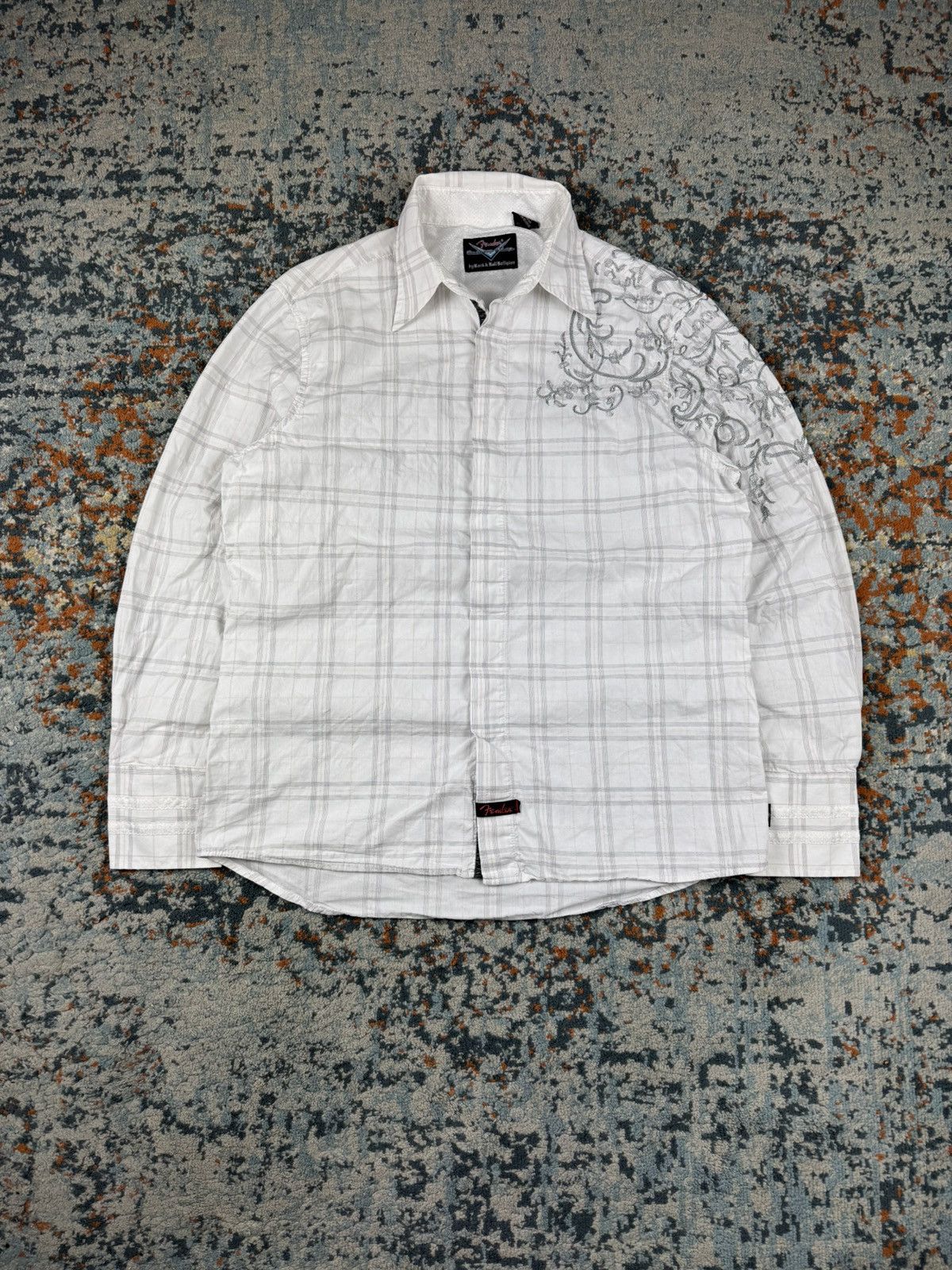 Fender Vintage Y2K Fender embroidered floral flower checked shirt Size US M / EU 48-50 / 2 - 1 Thumbnail