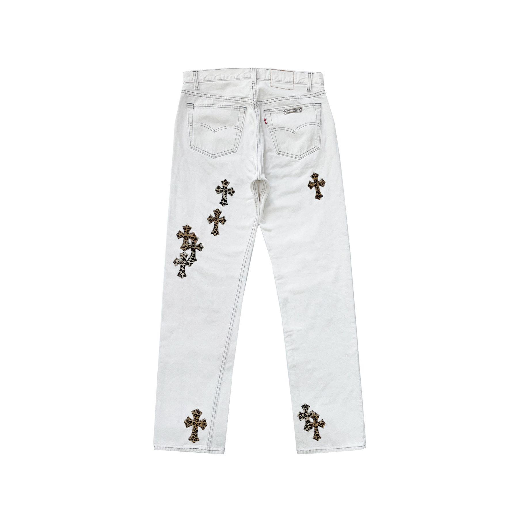 Chrome Hearts Chrome Hearts Levi`s 501 Leopard Cross Patch Denim Jeans Size 31" - 2 Thumbnail
