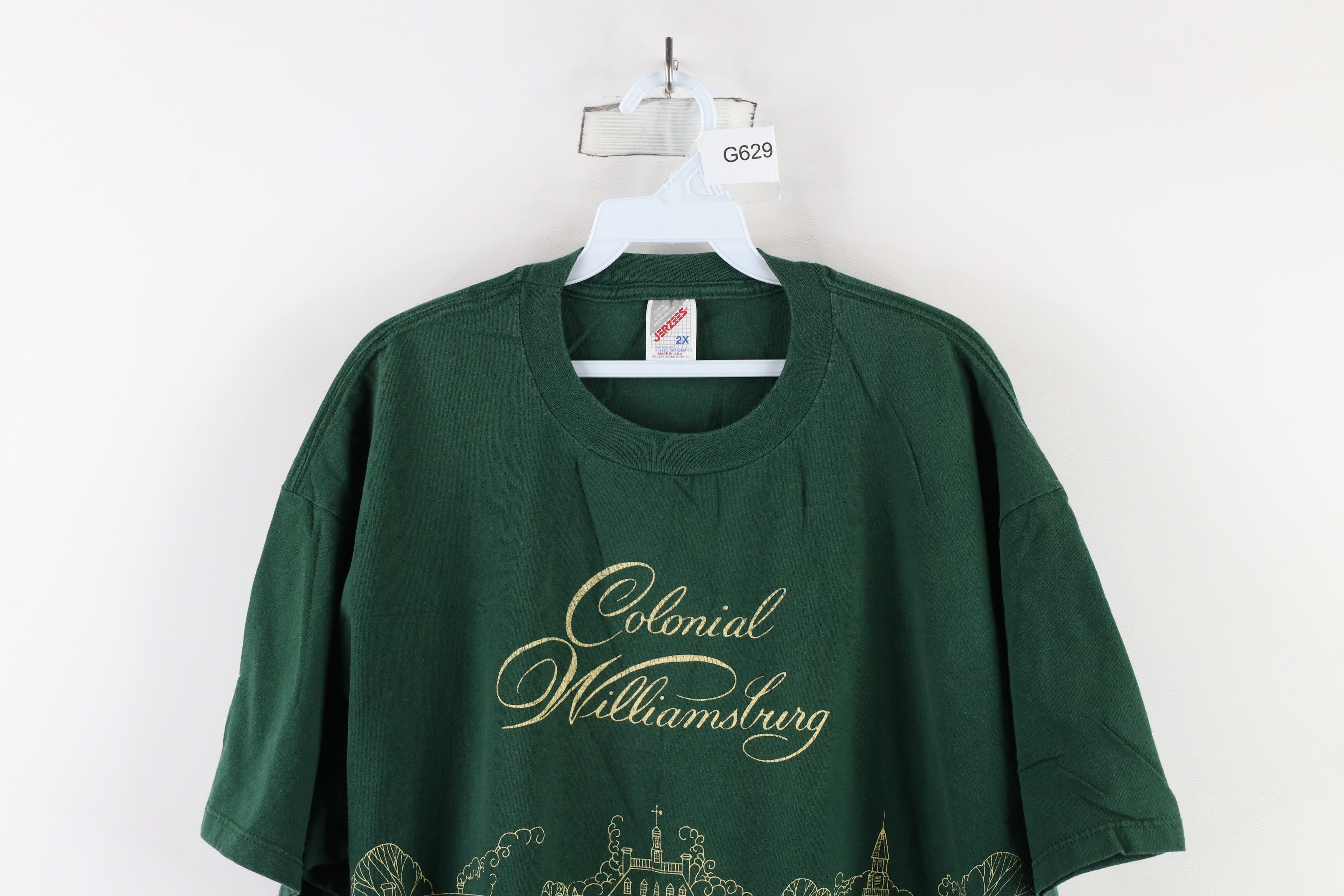 Vintage Vintage 90s Streetwear Williamsburg T-Shirt Green USA Size US XXL / EU 58 / 5 - 2 Thumbnail