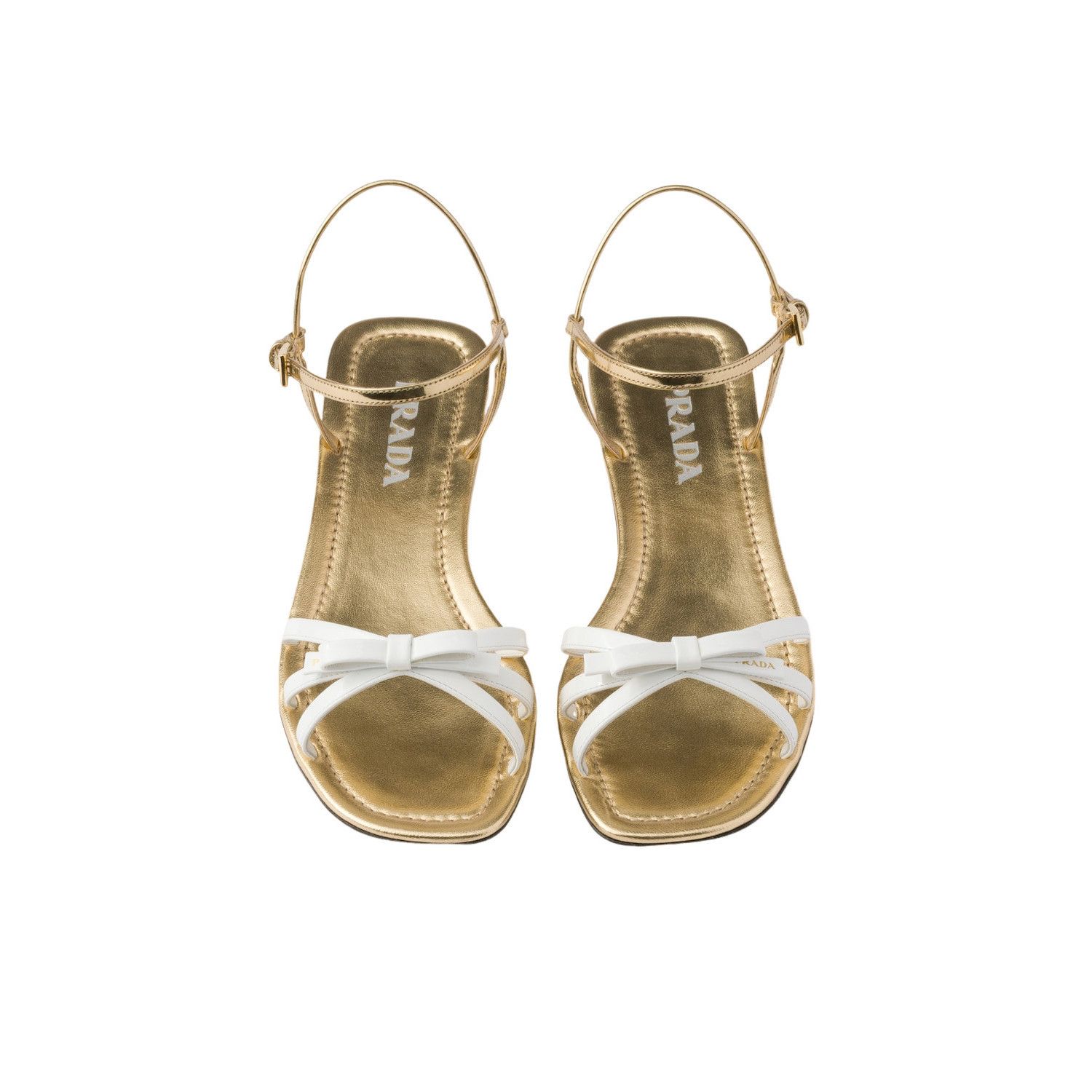 Prada PRADA $1100 White Flat metallic leather sandals New & Authen Size US 8.5 / IT 38.5 - 3 Thumbnail