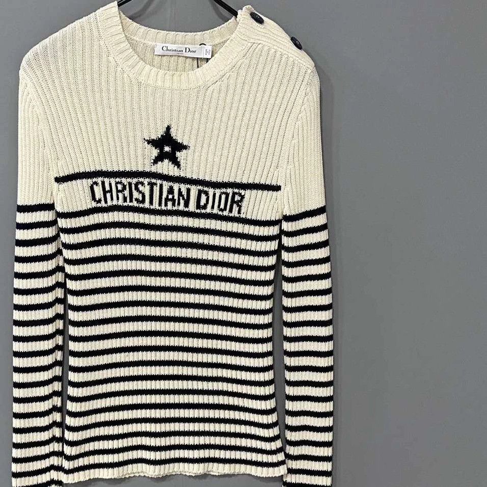 Dior Dior black and white stripe star logo knit top Size XS / US 0-2 / IT 36-38 - 1 Thumbnail