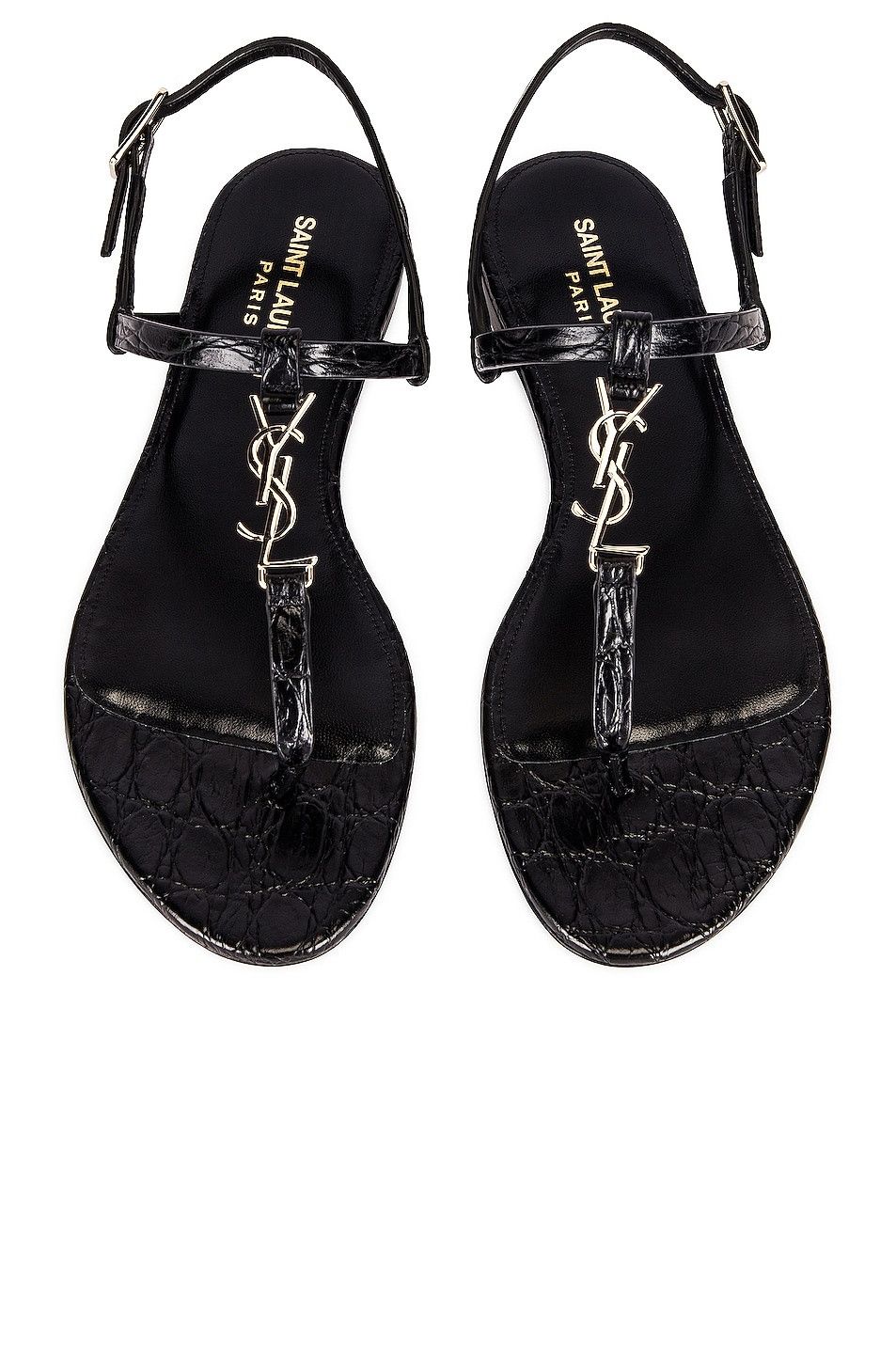 Saint Laurent Paris oc11z1125 Cassandra Sandals in Crocodile Embossed Leather Size US 5 / IT 35 - 1 Thumbnail