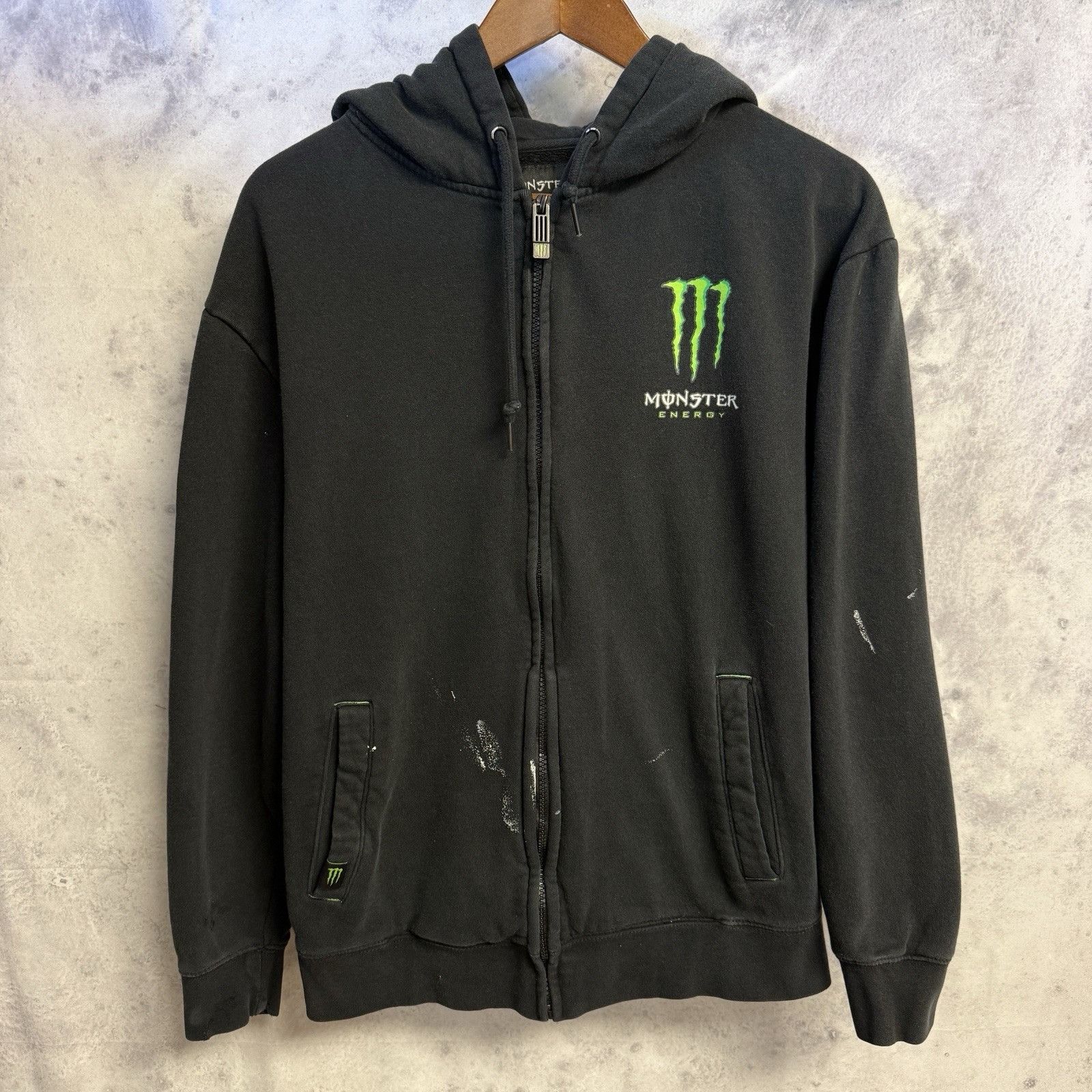 Vintage Monster Energy Hoodie Sweatshirt Mens Medium Black