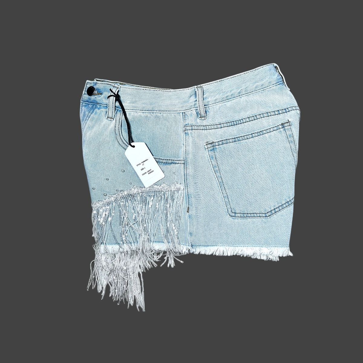 Other On Twelfth Light Indigo Sequin & Fringed Denim Shorts Sz M Size 28" / US 6 / IT 42 - 19 Thumbnail