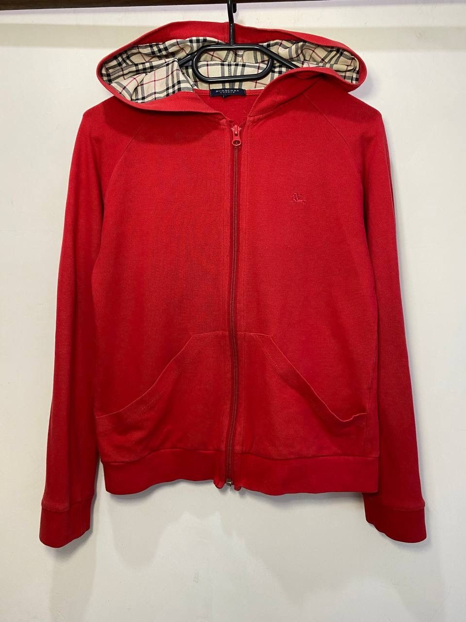 image of Burberry Zip Hoodie in Red, Women's (Size Small)