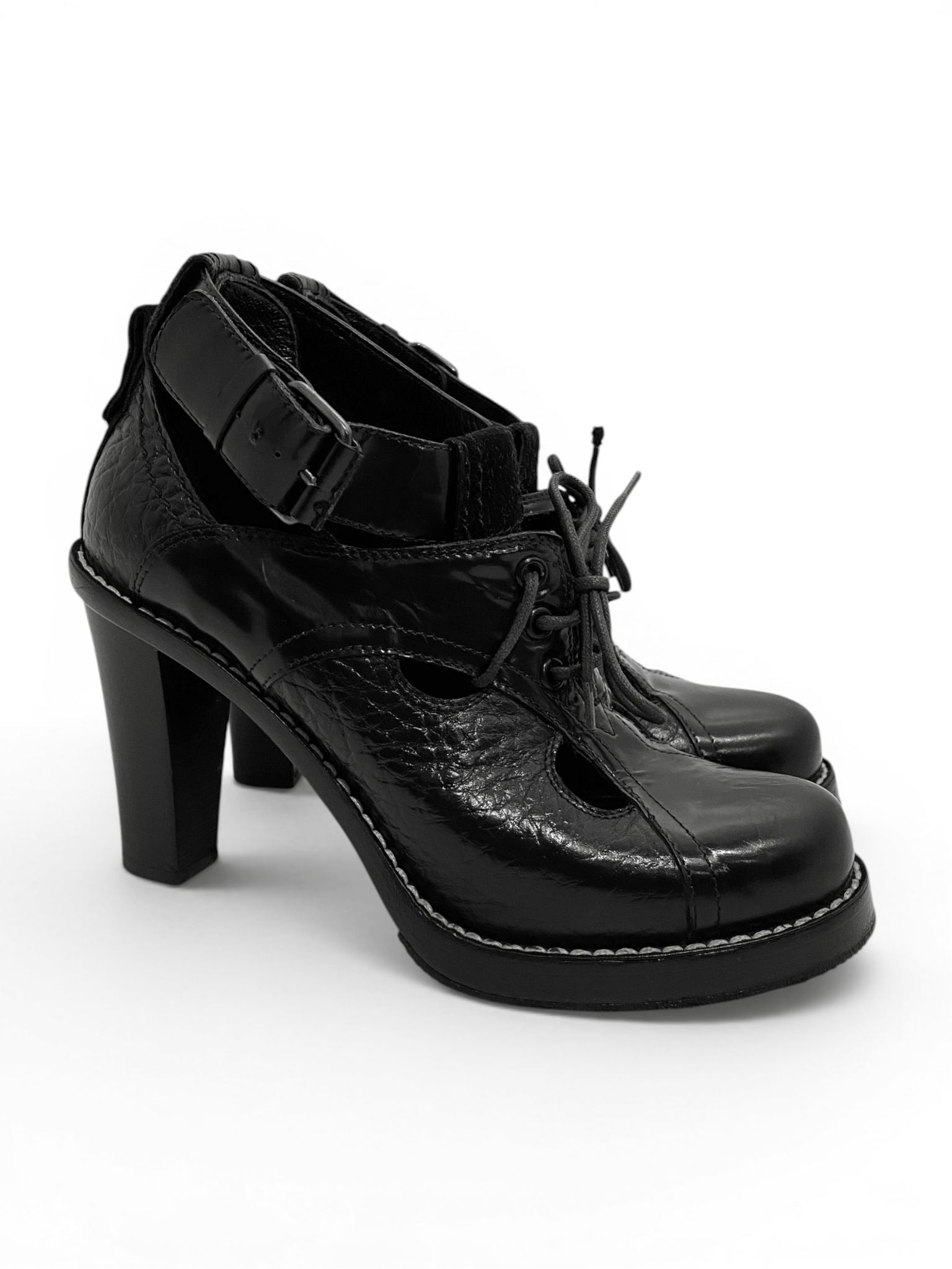 Balenciaga Balenciaga Paris Black Leather Lace Heels Boots Vintage Y2K Size US 6 / IT 36 - 4 Thumbnail