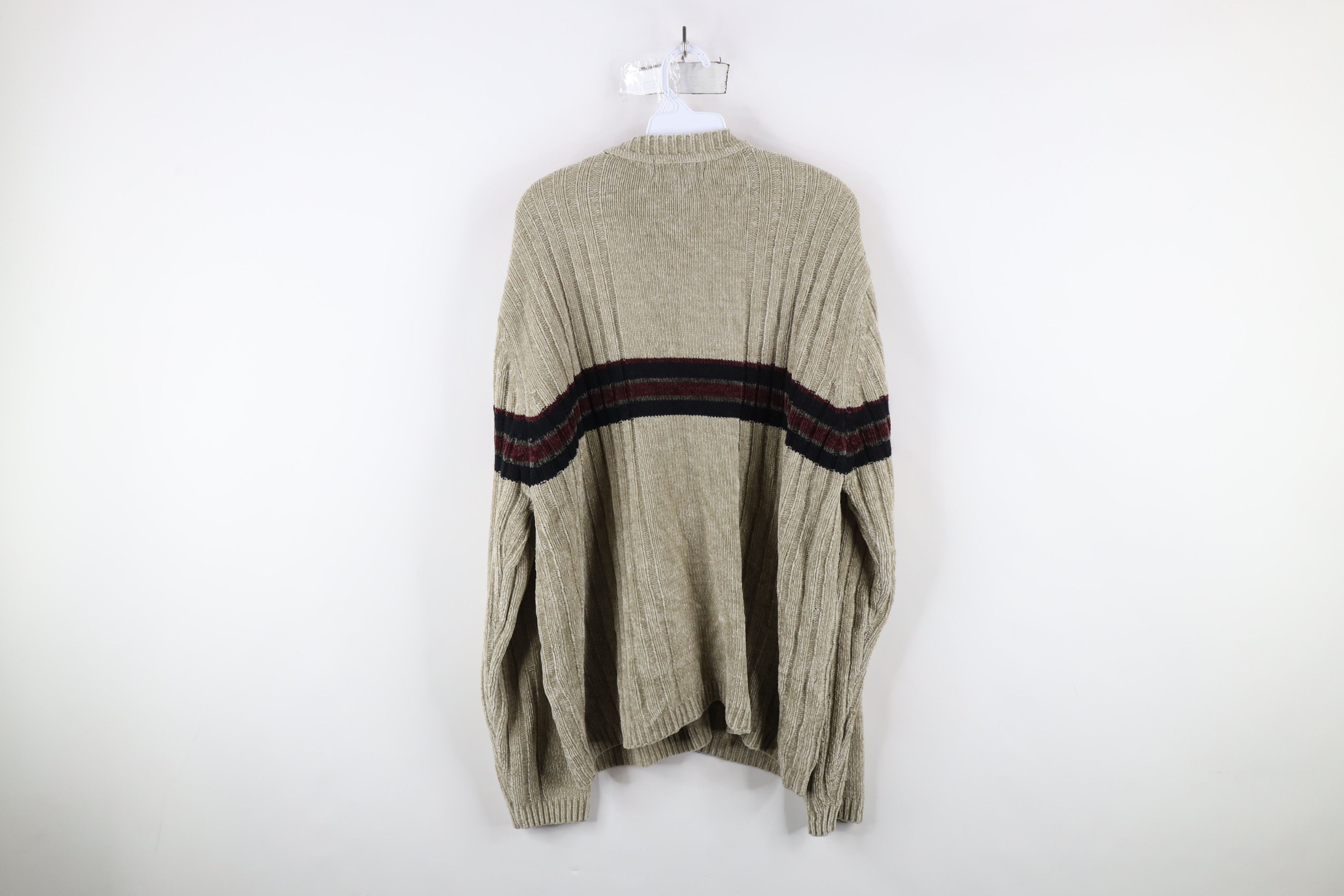 Vintage Vintage 90s Streetwear Ribbed Fleece V-Neck Sweater Beige Size US L / EU 52-54 / 3 - 7 Thumbnail