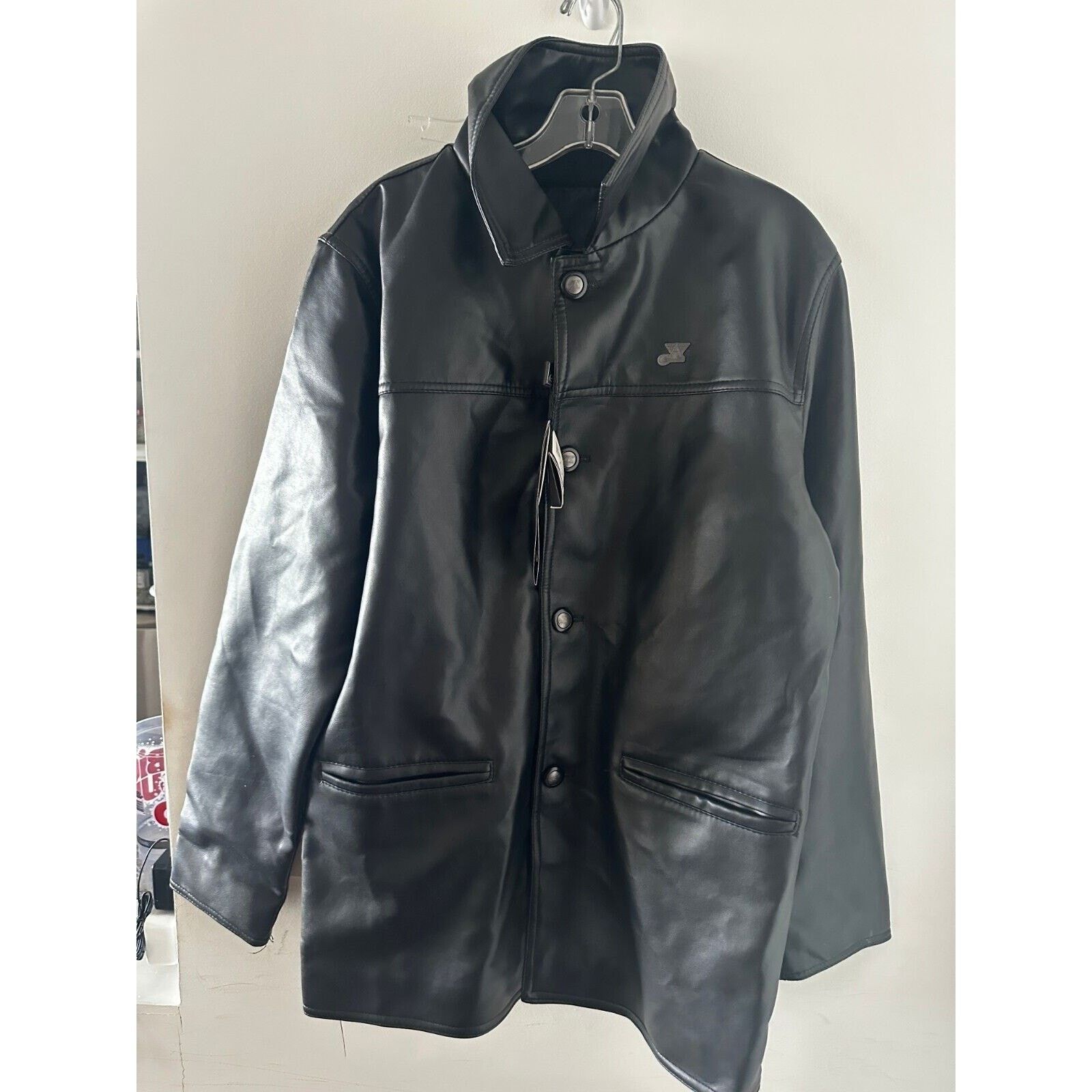 Armani Collezioni Collezioni Black Faux Leather Mid-Length Jacket NWT Mens M/L Size US M / EU 48-50 / 2 - 12 Thumbnail