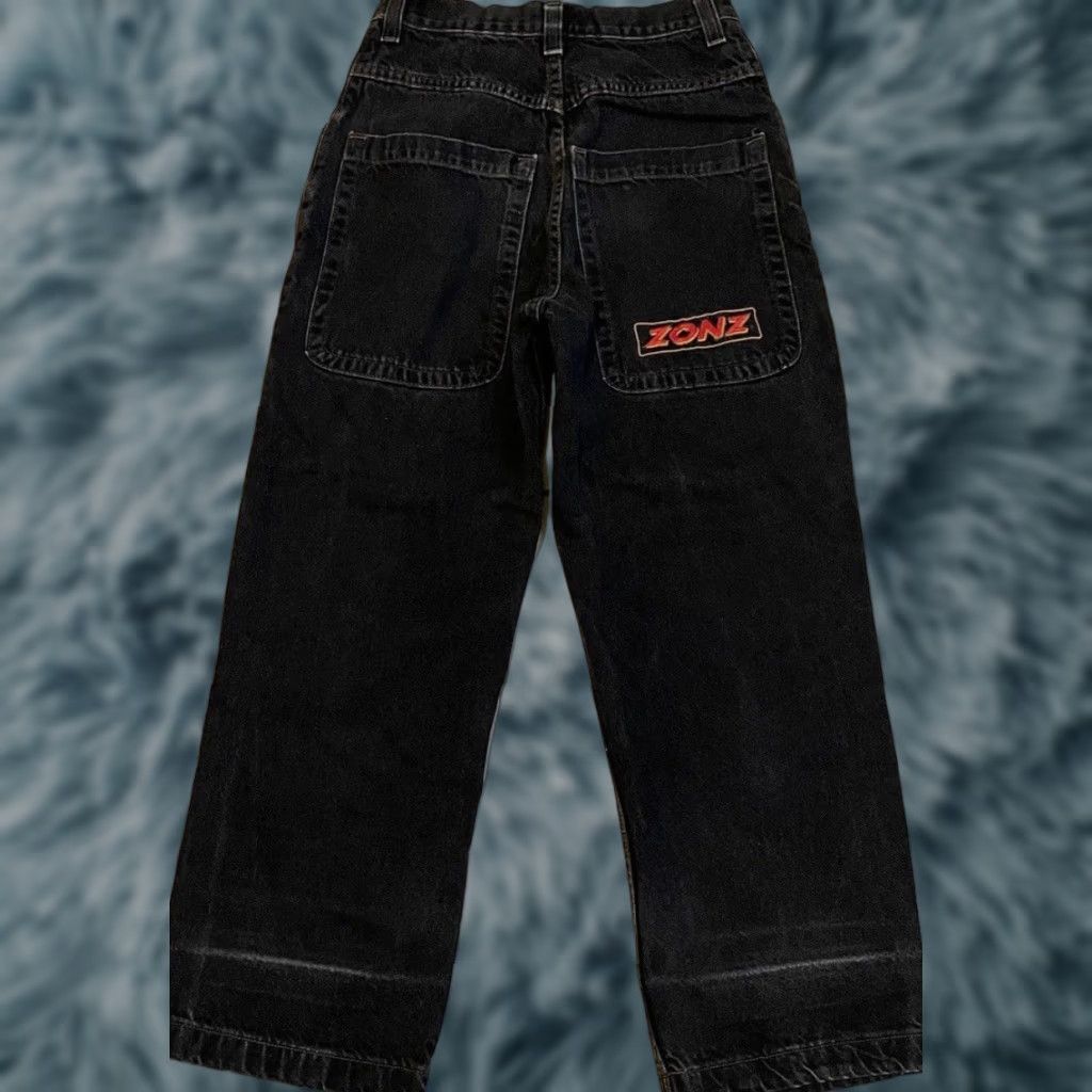 VINTAGE Zonz Jeans 12 25/25 Black Wide-Leg 90s Y2K Grunge Punk Skate Rave USA Big Pockets Women Jeans