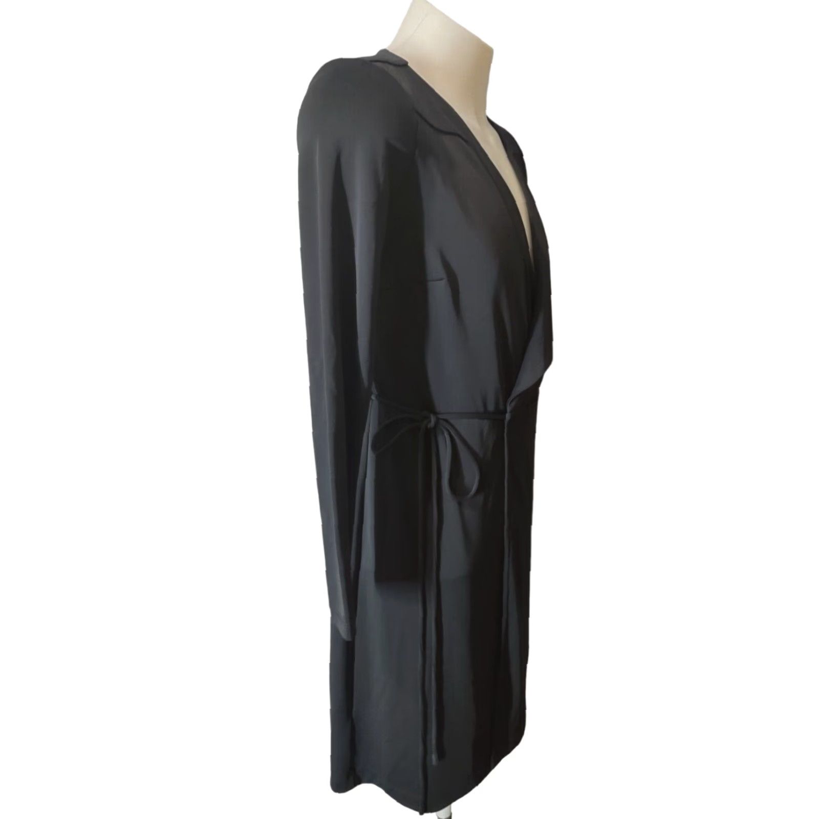 ann taylor black wrap dress Black Sleeveless Knee-Length Wrap Dress S (4 main image 1
