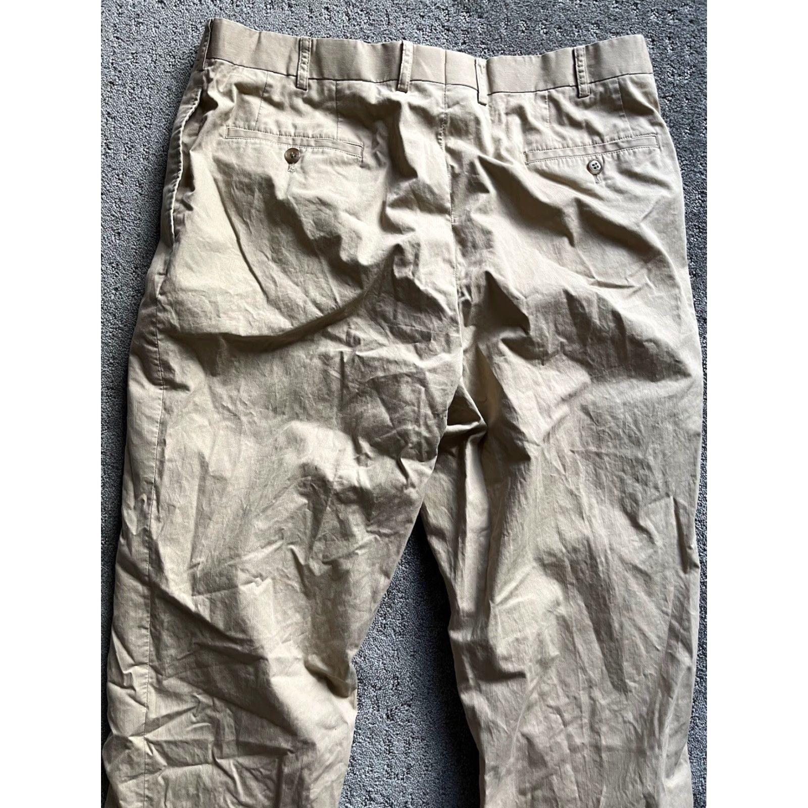 Calvin Klein Calvin Klein Mens Dress Pants Solid Beige 37S Khaki Straight Front Stretch Back Zipper Button Workwear Casual Formal Size US 37 - 4 Thumbnail