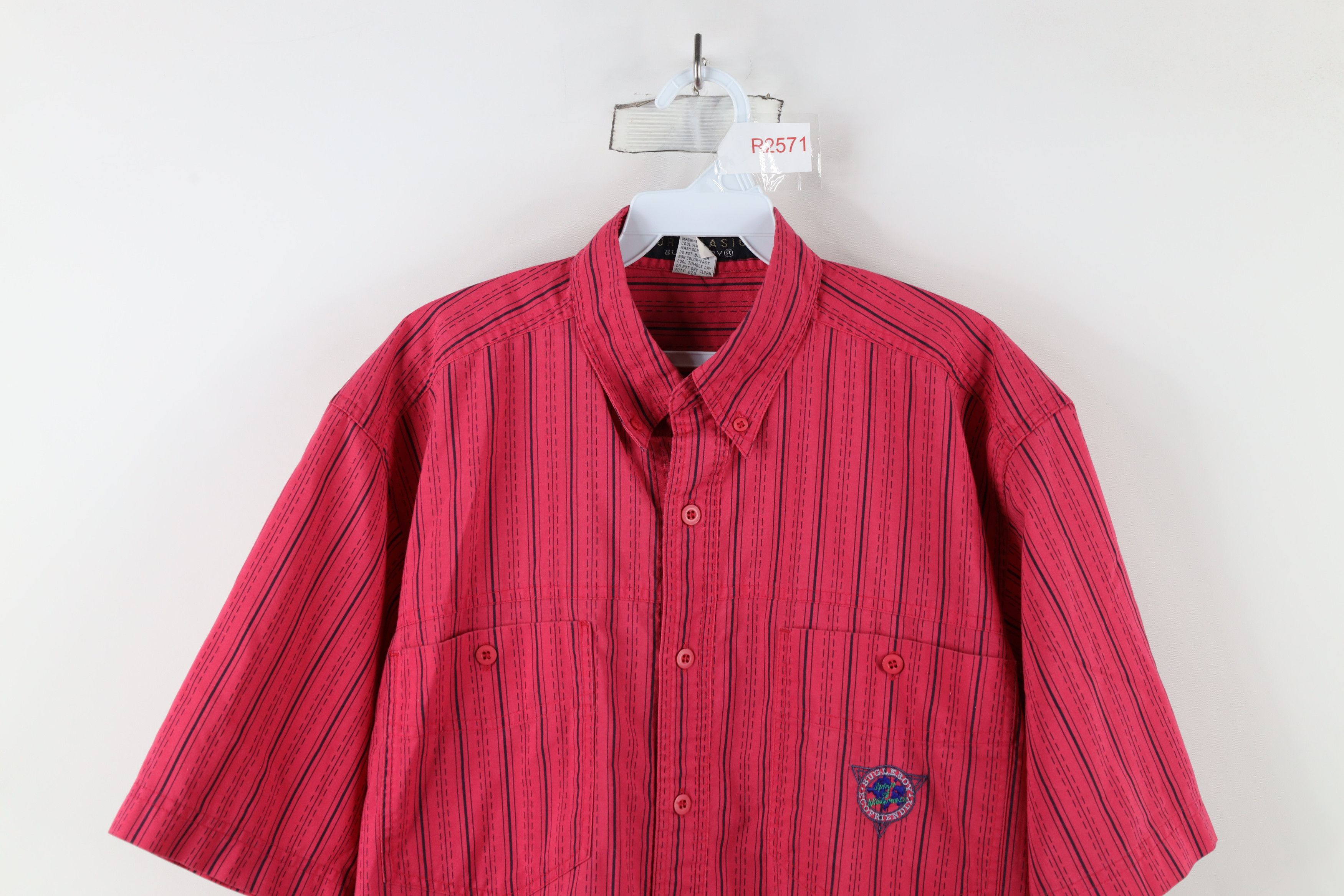 Vintage Vintage 90s Streetwear Short Sleeve Button Down Shirt Pink Size US M / EU 48-50 / 2 - 2 Thumbnail