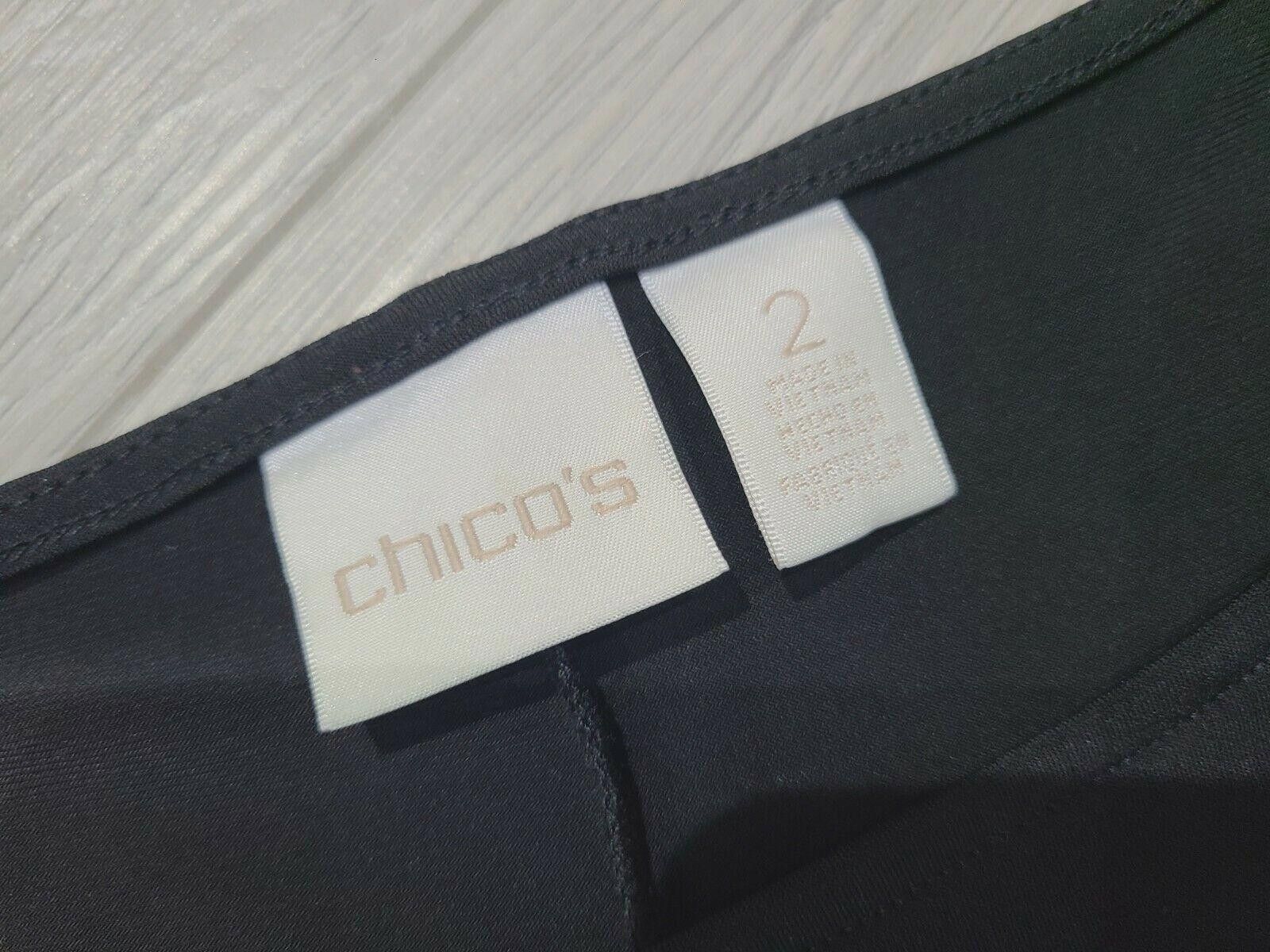 Chicos Chicos Top Size 2 Black 3/4 Sleeve Casual stretch Large 12 Size XS / US 0-2 / IT 36-38 - 3 Thumbnail