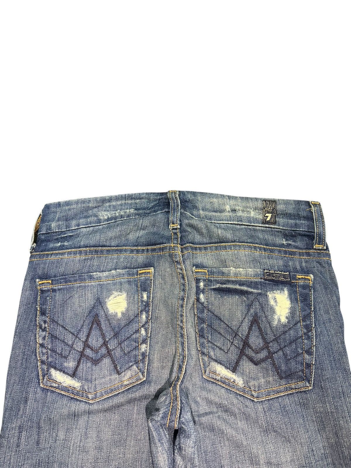 7 For All Mankind Vintage 7 For All Mankind Distress Low Rise Flare Jeans Size 27" / US 4 / IT 40 - 4 Thumbnail