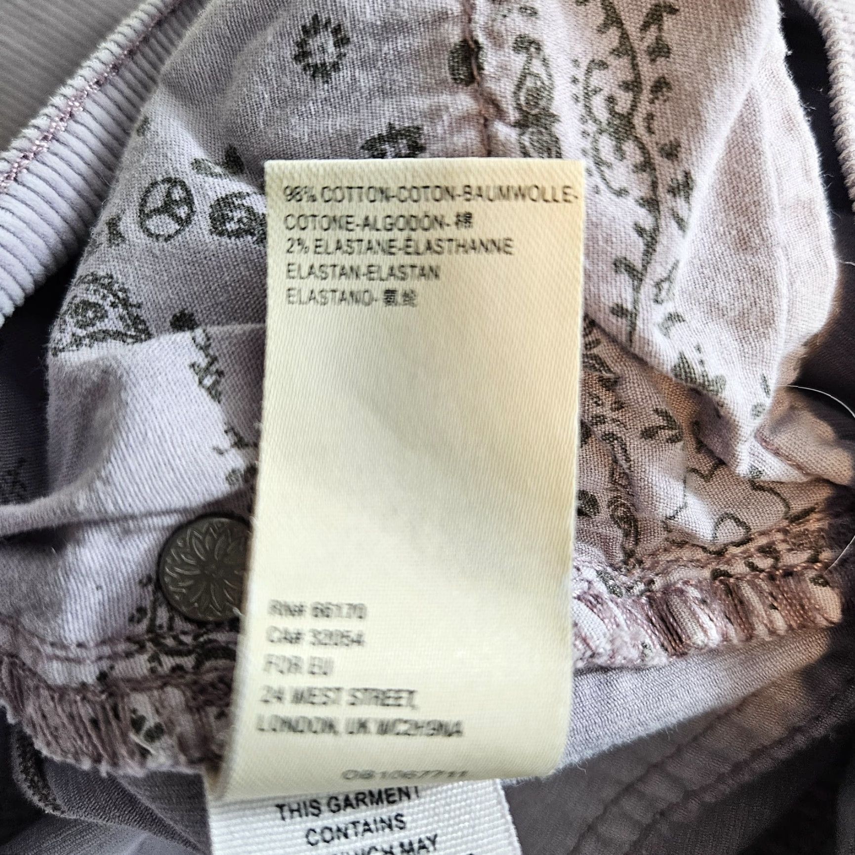 Vintage We The Free Womens Corduroy Ankle Pants Sz 26 Light Purple Sun Chaser Skinny Inseam 26.5" Juniors? No. Mens? No. Size 26" / US 2 / IT 38 - 6 Thumbnail