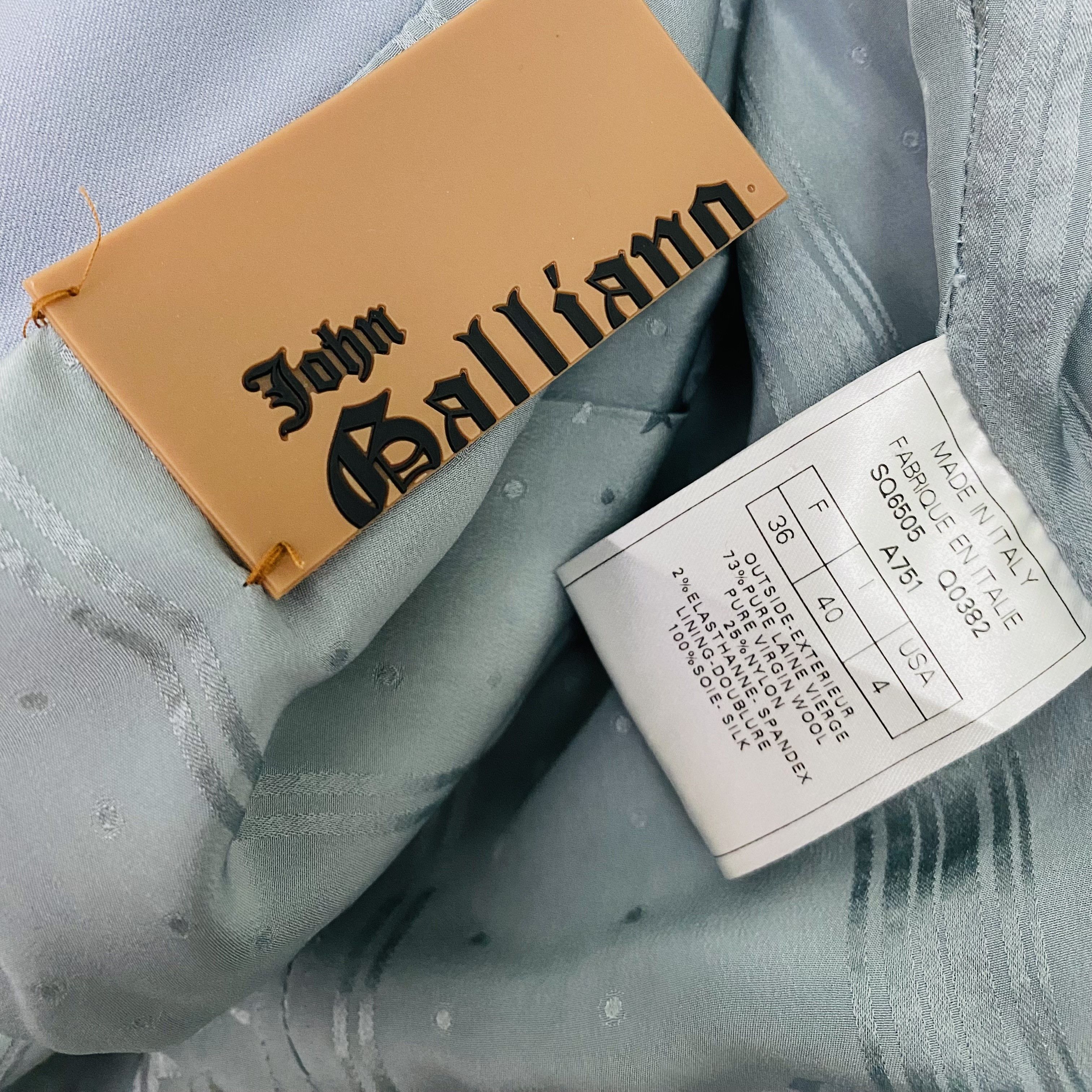 John Galliano John Galliano Powder Blue Peplum Trench Tailored Jacket Size S / US 4 / IT 40 - 7 Thumbnail