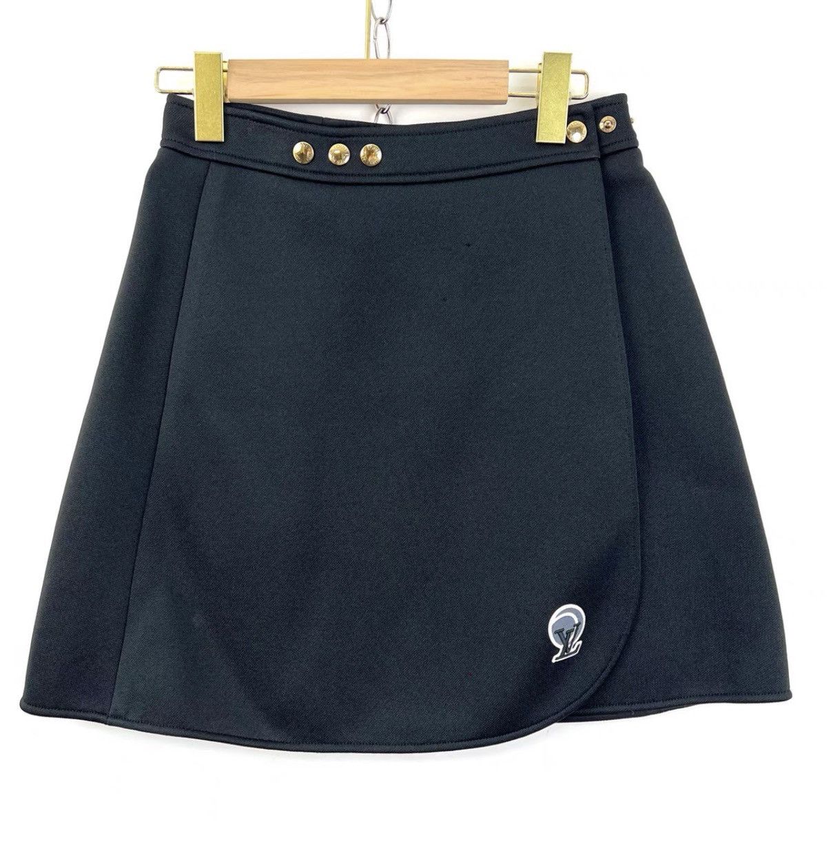 Louis Vuitton Louis Vuitton Black Gold Button Logo Embroidered Skirt K12 Size 25" / US 0 / IT 36 - 1 Thumbnail