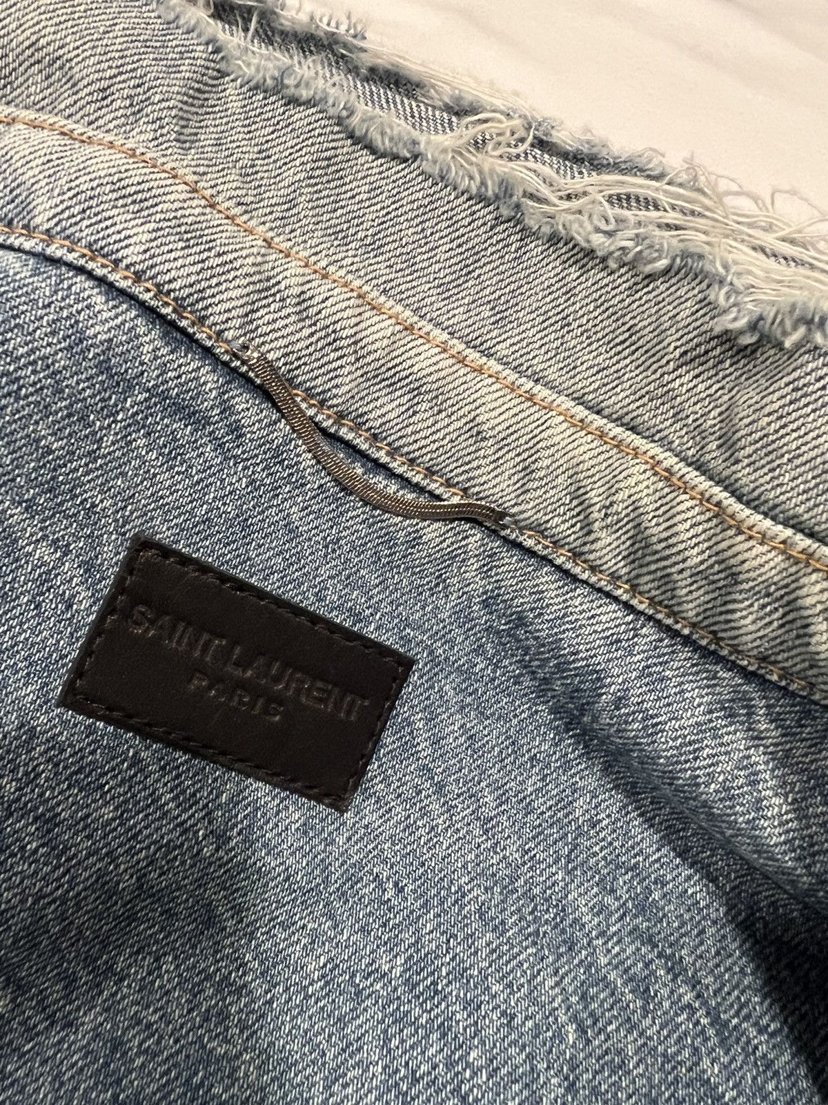 Saint Laurent Paris Saint Laurent men’s blue ripped denim jacket. 52/L Size US L / EU 52-54 / 3 - 9 Thumbnail