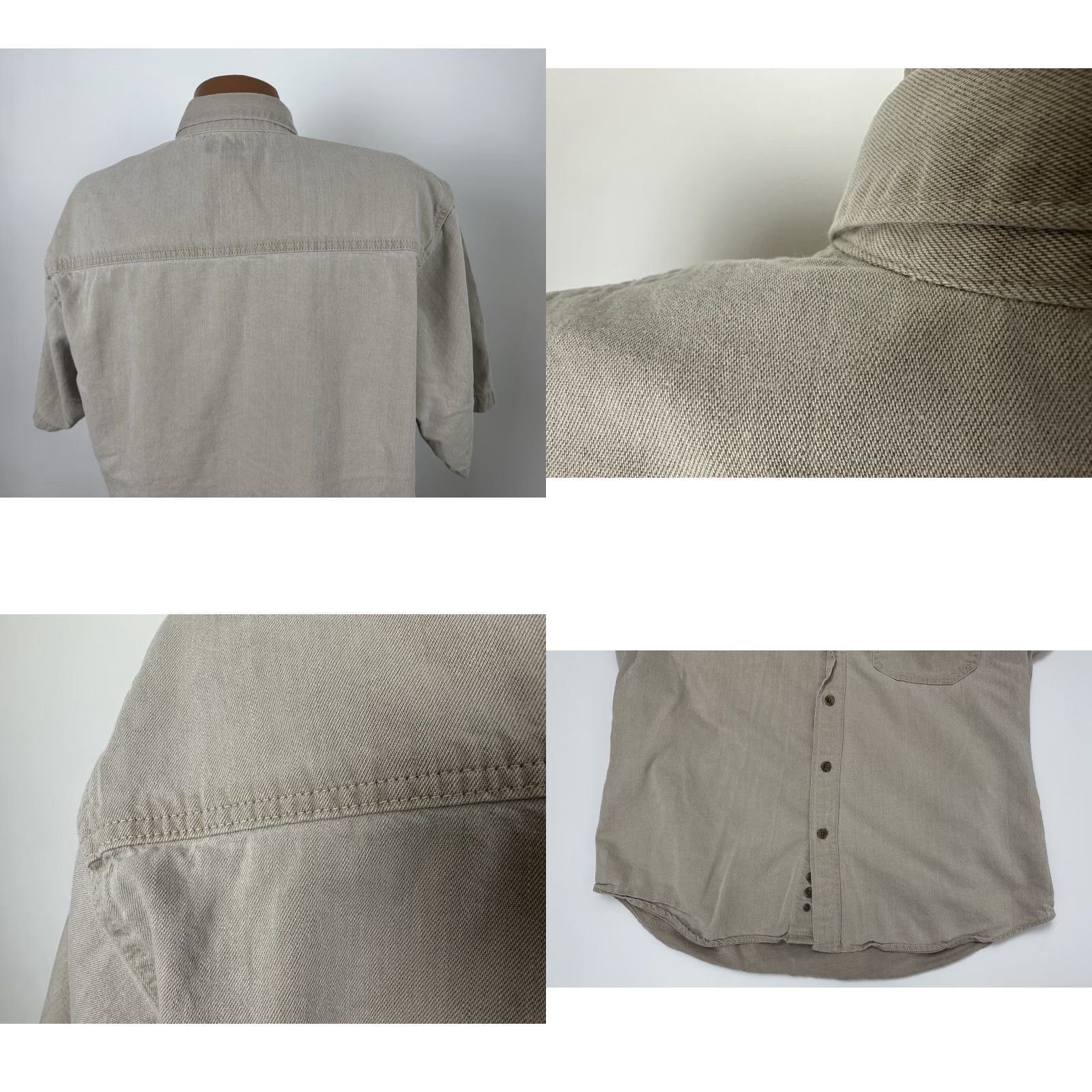 Denime VINTAGE Three Rivers Denim Shirt Men Large Button-Down Heavyweight Cotton Beige 90s Casual Mens Large Denim Shirt Size US L / EU 52-54 / 3 - 8 Thumbnail