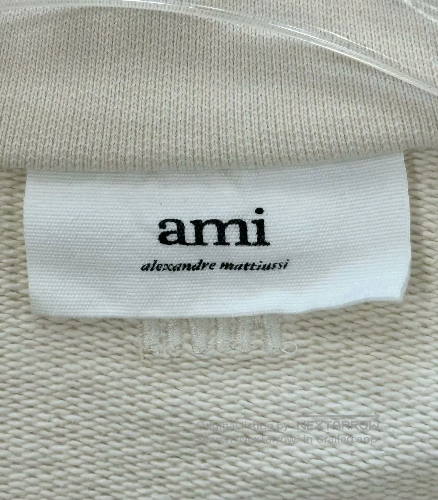 AMI Ami Beige Heart Embroidered Logo Semi-Zip Hoodie| Size US S / EU 44-46 / 1 - 3 Thumbnail