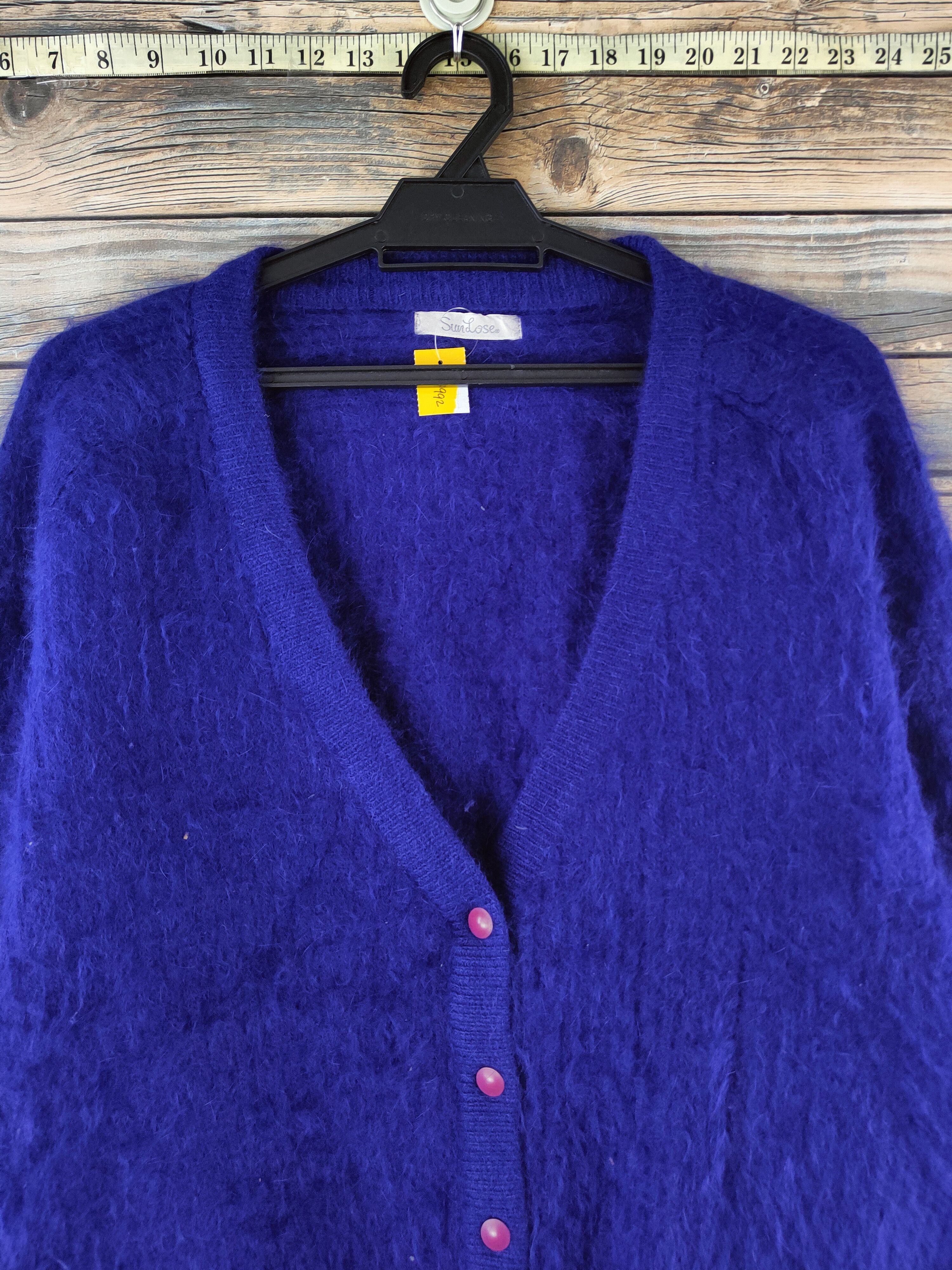 Japanese Brand DL Sundose Blue Fur Mohair shaggy Knitwear #46-992 Size L / US 10 / IT 46 - 2 Thumbnail