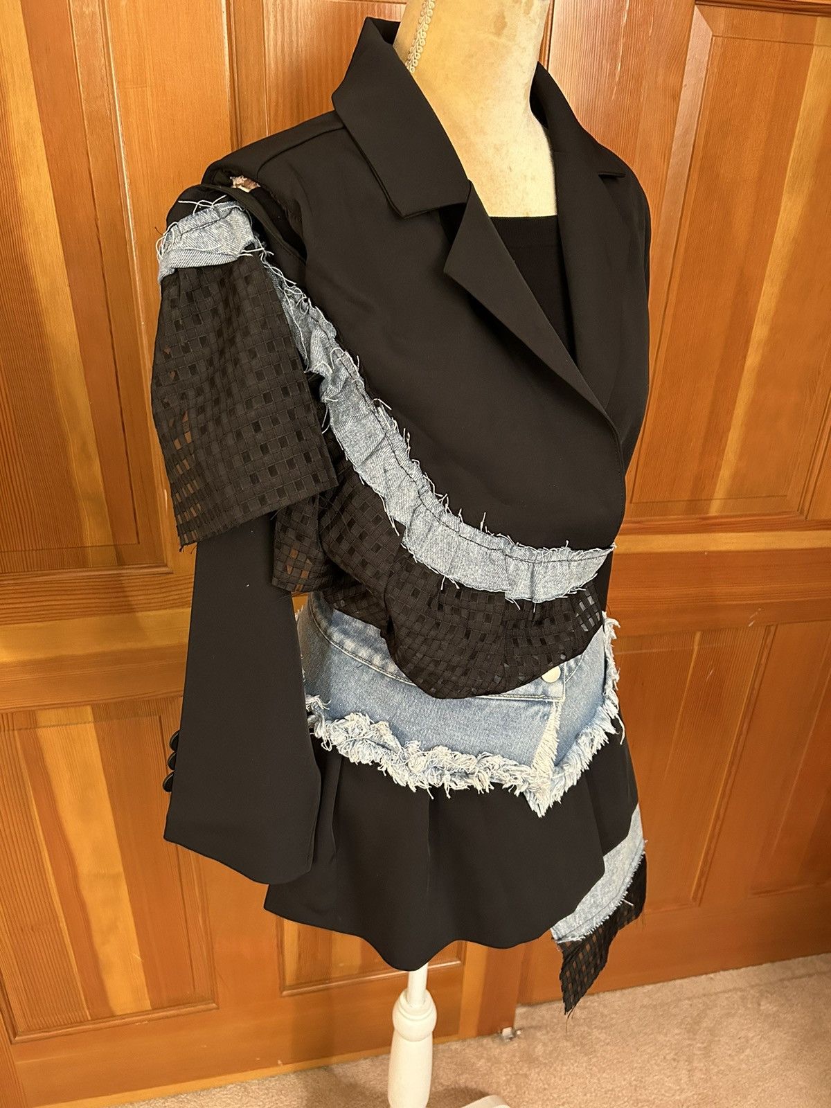 Designer × Other NWT, Lavishly Paris Women’s Designer Denim Patchwork Blazer. Size M / US 6-8 / IT 42-44 - 11 Thumbnail