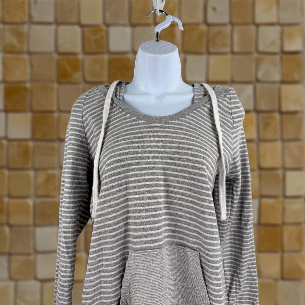 James Perse James Perse Standard Sweatshirt Hoodie Womens 3L Striped Pouch Pocket Pullover Knit Cotton Gray 3 26" Sleeve 25.5" Length Mens Womens Girls Boys Size XS / US 0-2 / IT 36-38 - 1 Thumbnail