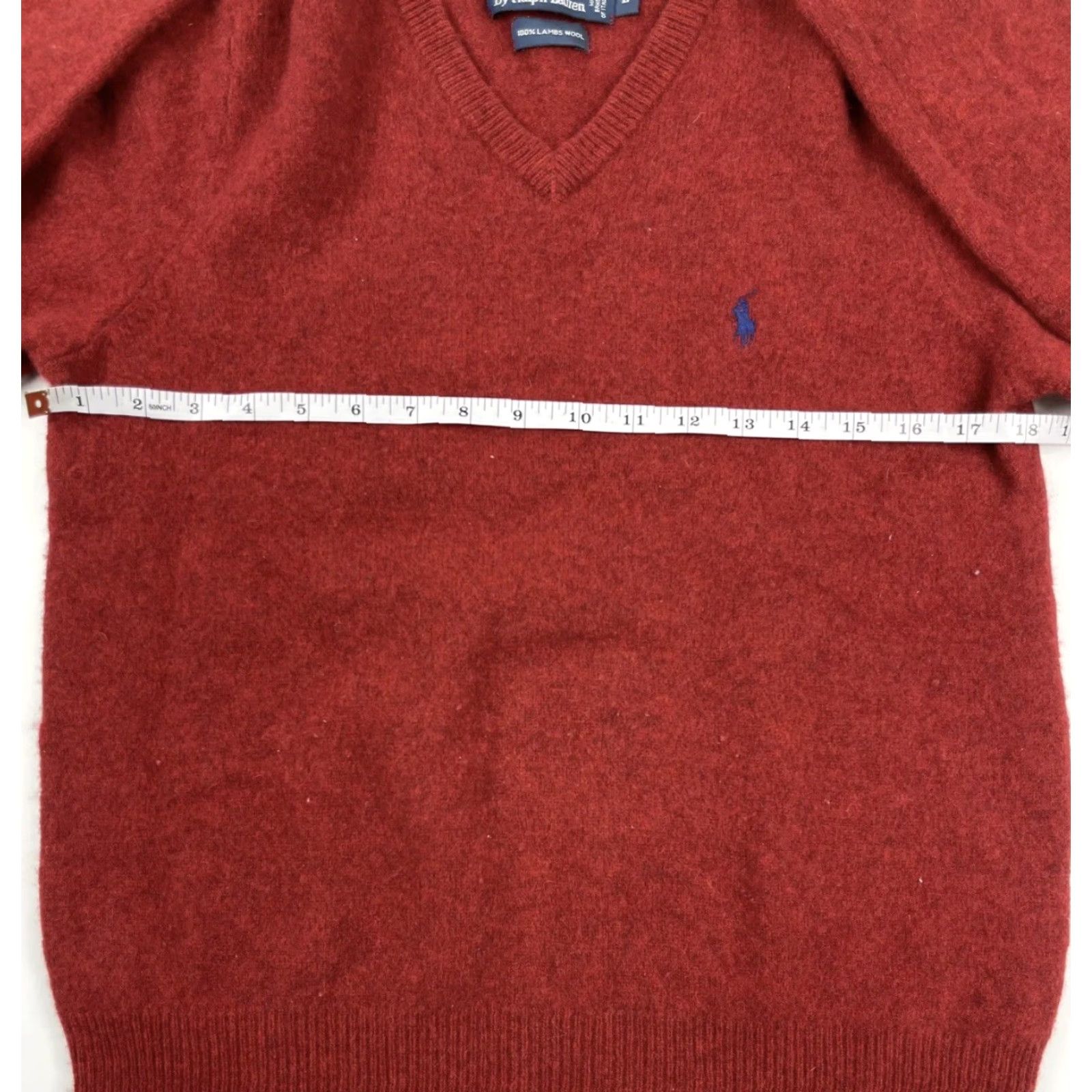 Polo Ralph Lauren Polo Ralph Lauren 90s Red Wool Sweater Mens L Pullover V-Neck Classic Retro Casual Size US L / EU 52-54 / 3 - 4 Thumbnail