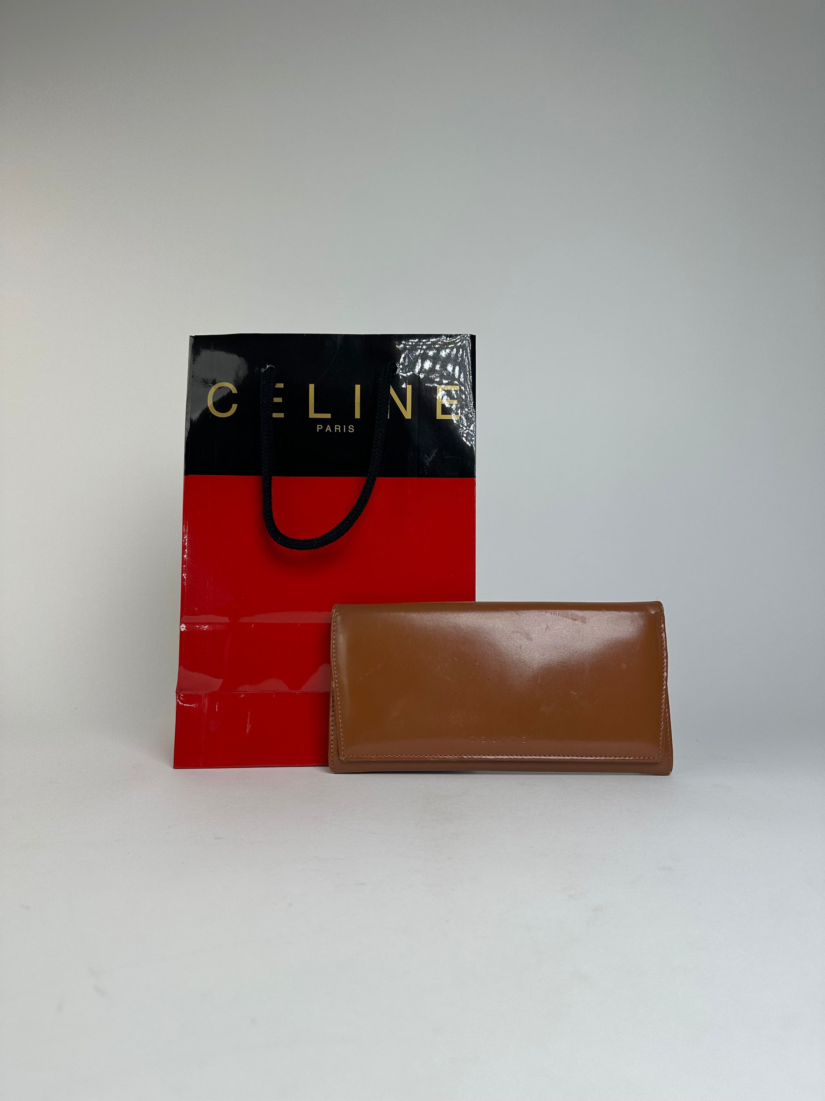 Celine Vintage Paris Leather Wallet Brown, Women's